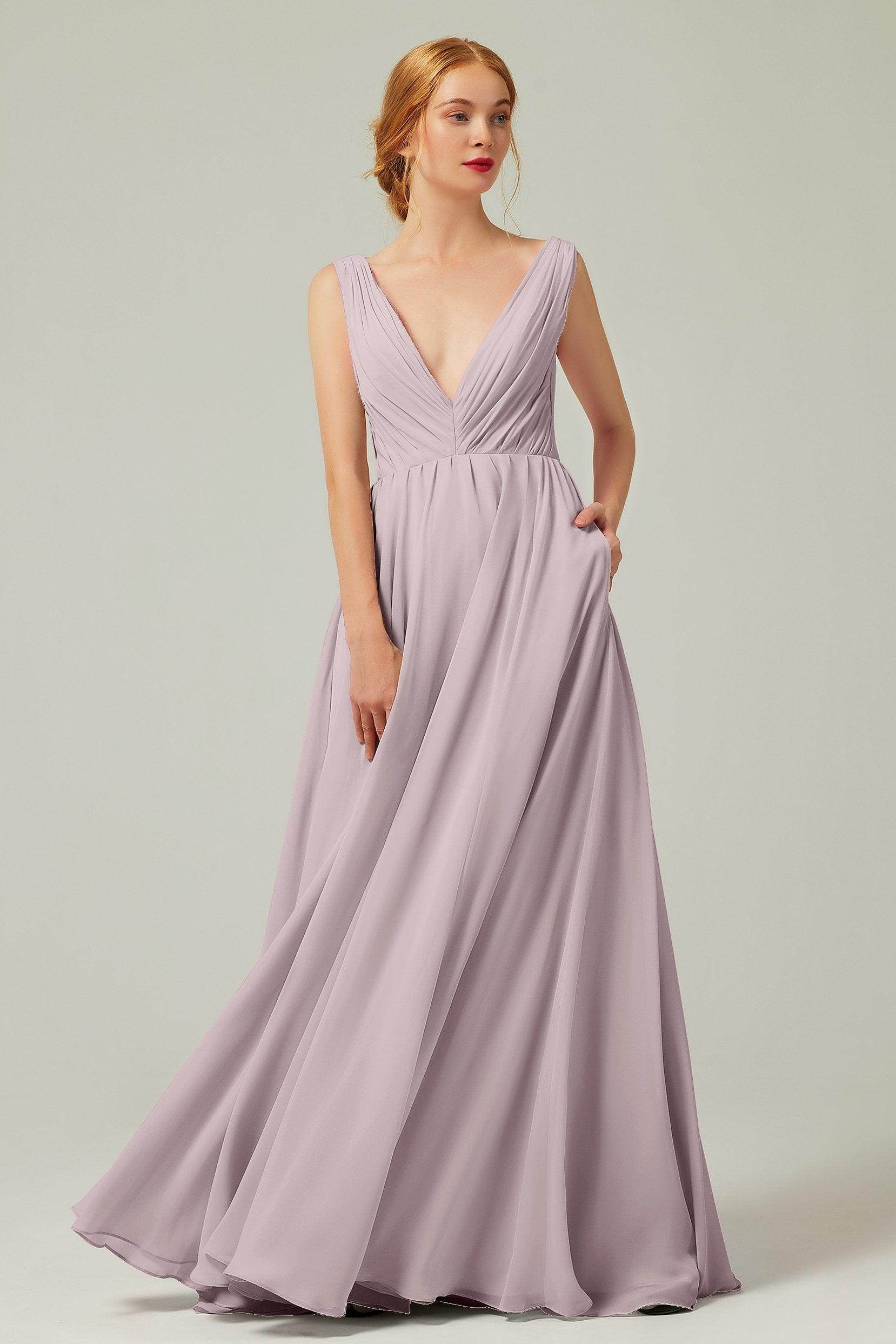 A-Line Floor Length Chiffon Bridesmaid Dress CB0245 - COCOMELODY