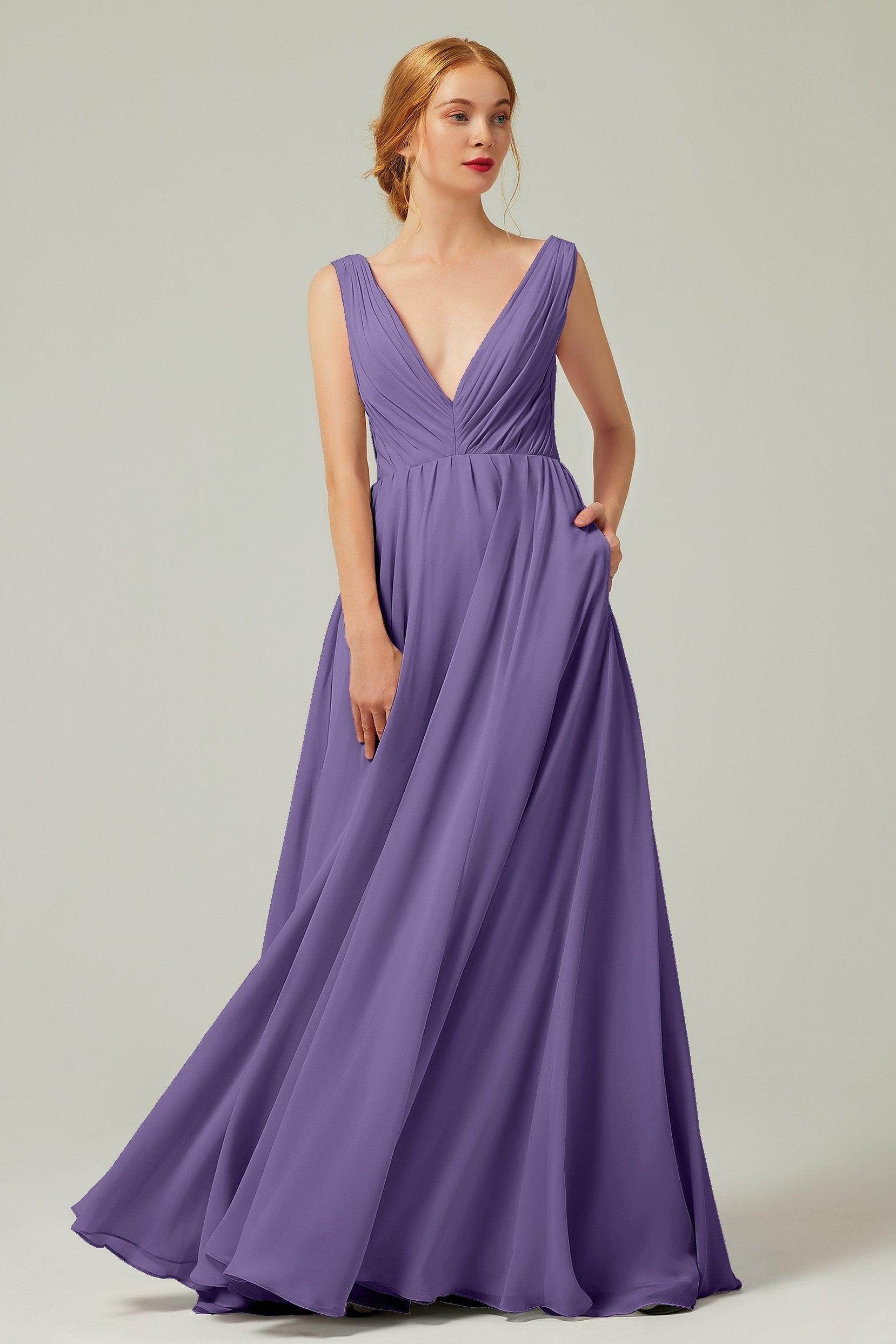 A-Line Floor Length Chiffon Bridesmaid Dress CB0245 - COCOMELODY