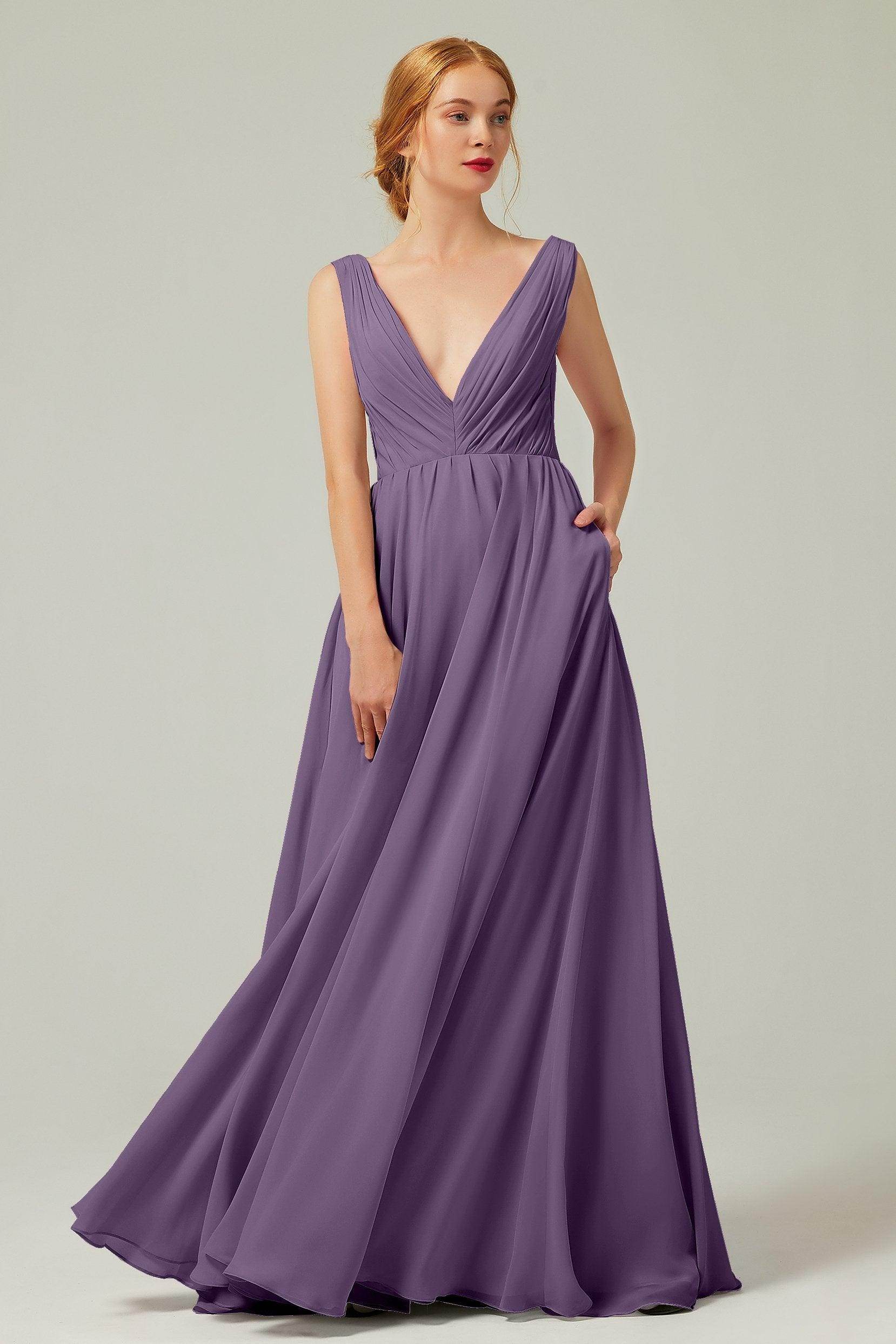A-Line Floor Length Chiffon Bridesmaid Dress CB0245 - COCOMELODY