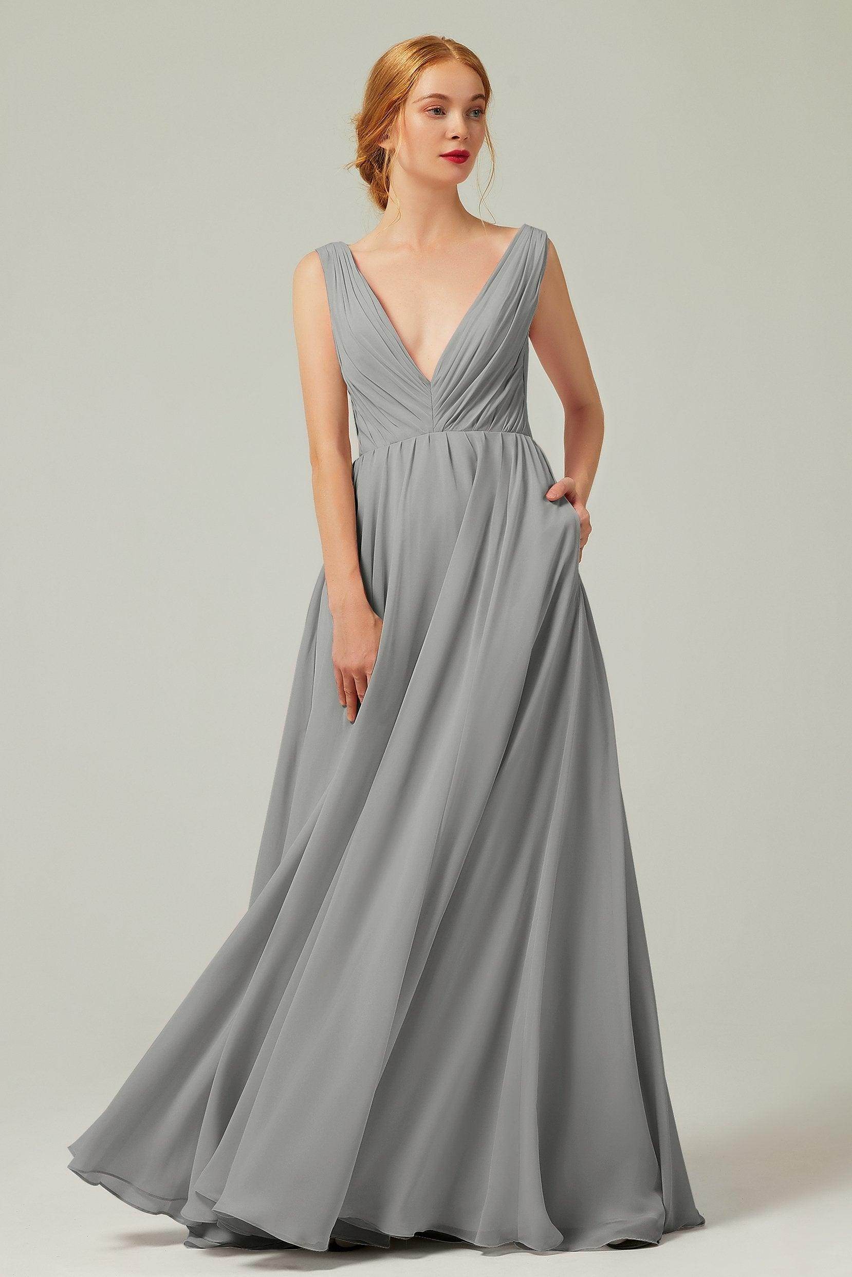 A-Line Floor Length Chiffon Bridesmaid Dress CB0245 - COCOMELODY