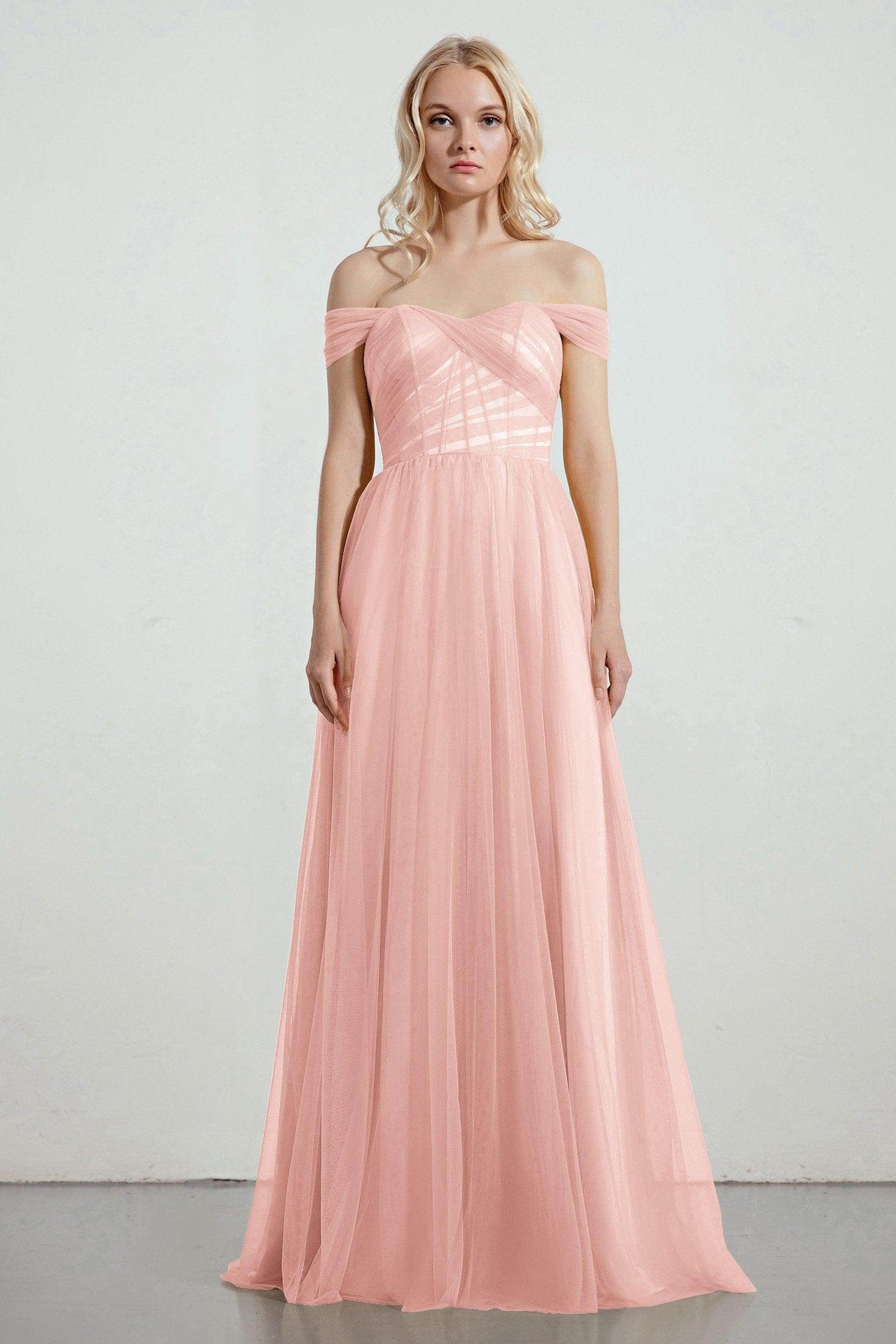 A-Line Tulle/Elastic Silk like Satin Bridesmaid Dress CB0261 - COCOMELODY