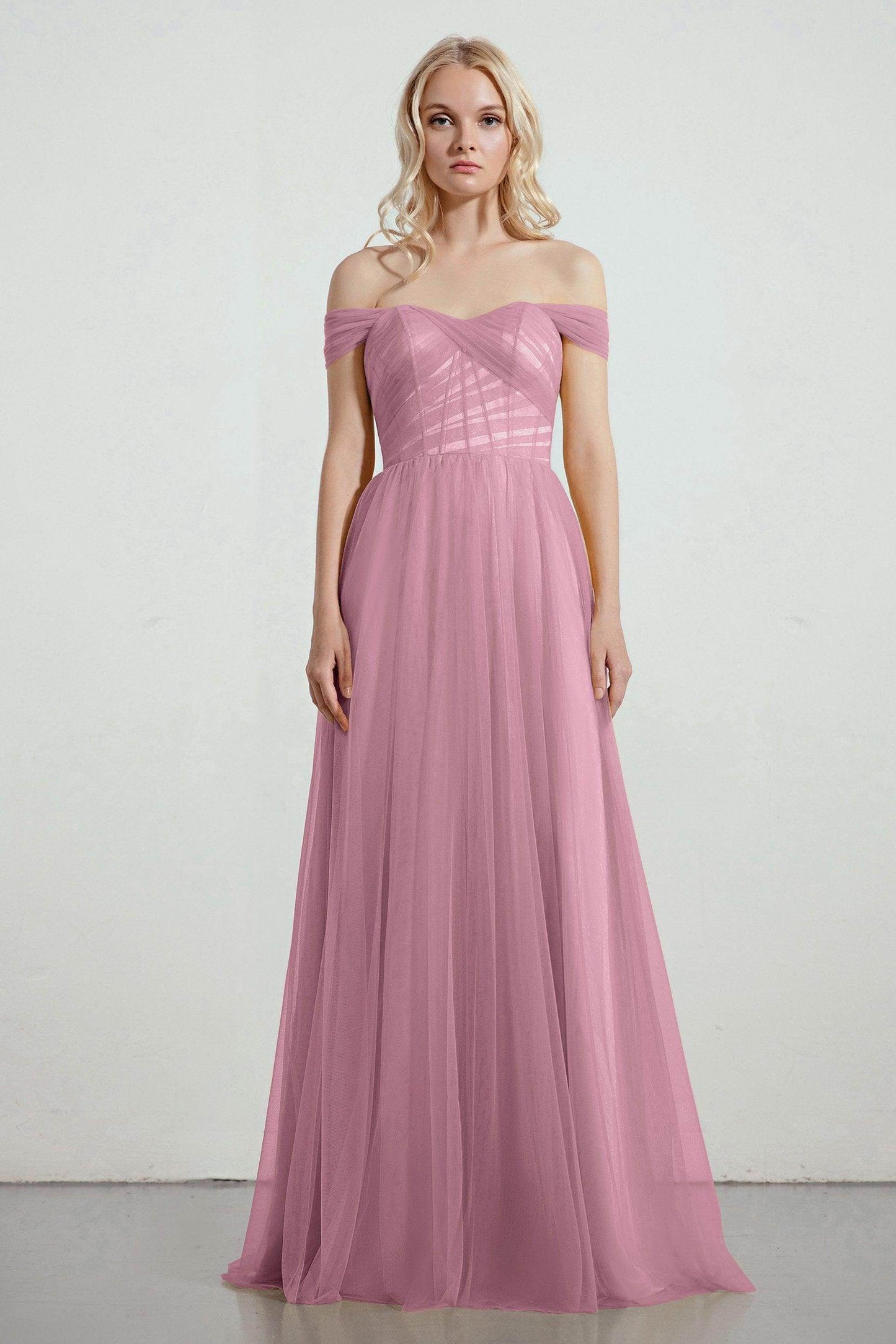 A-Line Tulle/Elastic Silk like Satin Bridesmaid Dress CB0261 - COCOMELODY
