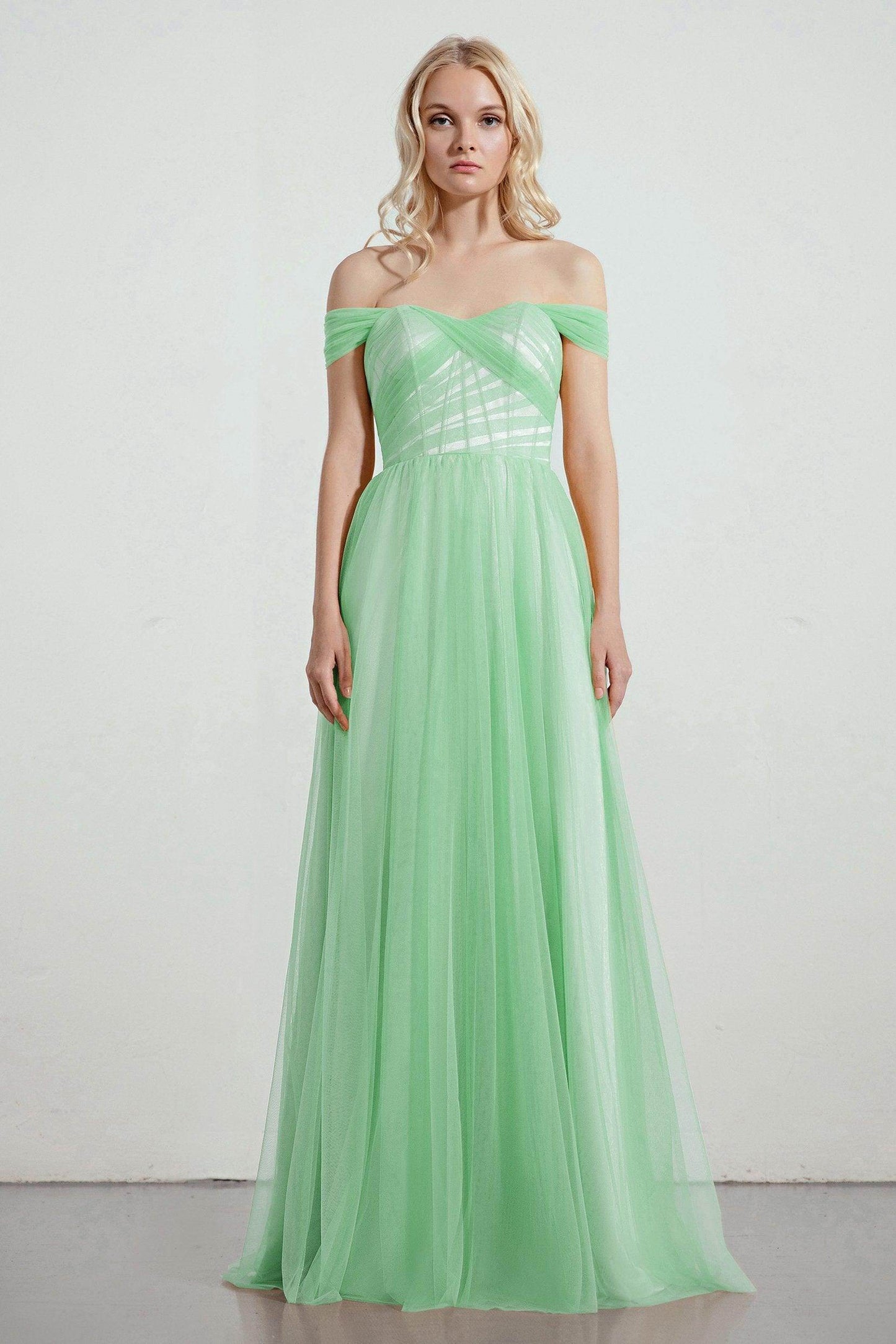 A-Line Tulle/Elastic Silk like Satin Bridesmaid Dress CB0261 - COCOMELODY