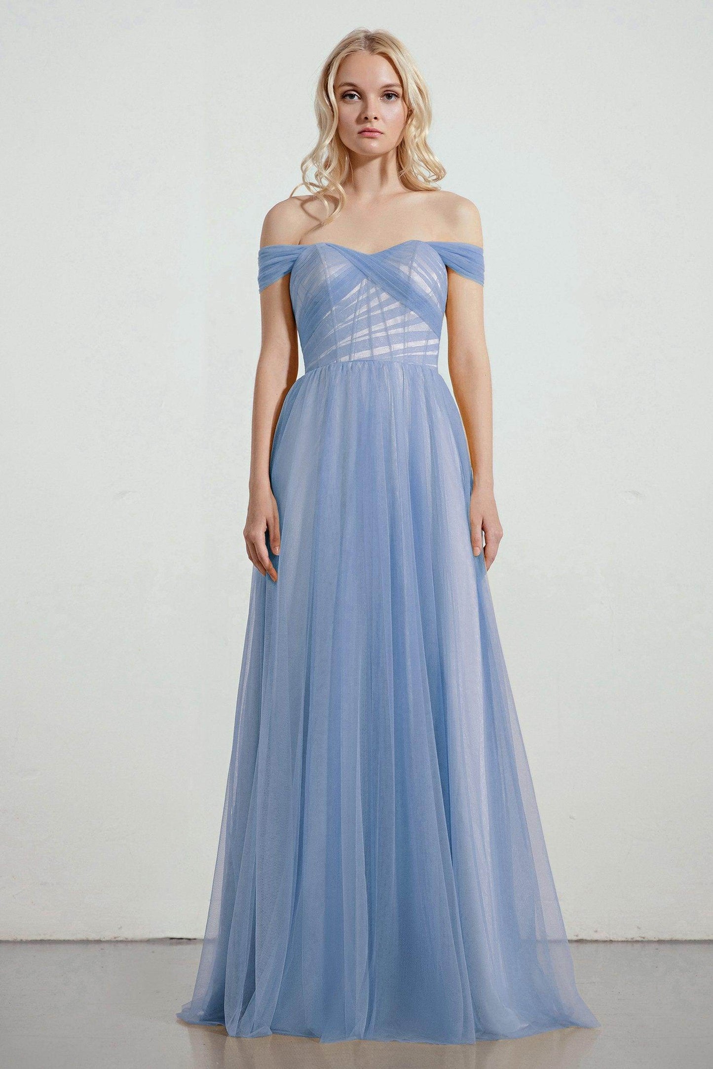 A-Line Tulle/Elastic Silk like Satin Bridesmaid Dress CB0261 - COCOMELODY
