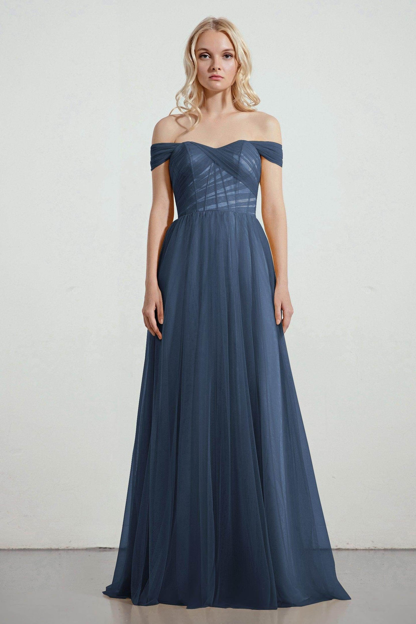 A-Line Tulle/Elastic Silk like Satin Bridesmaid Dress CB0261 - COCOMELODY