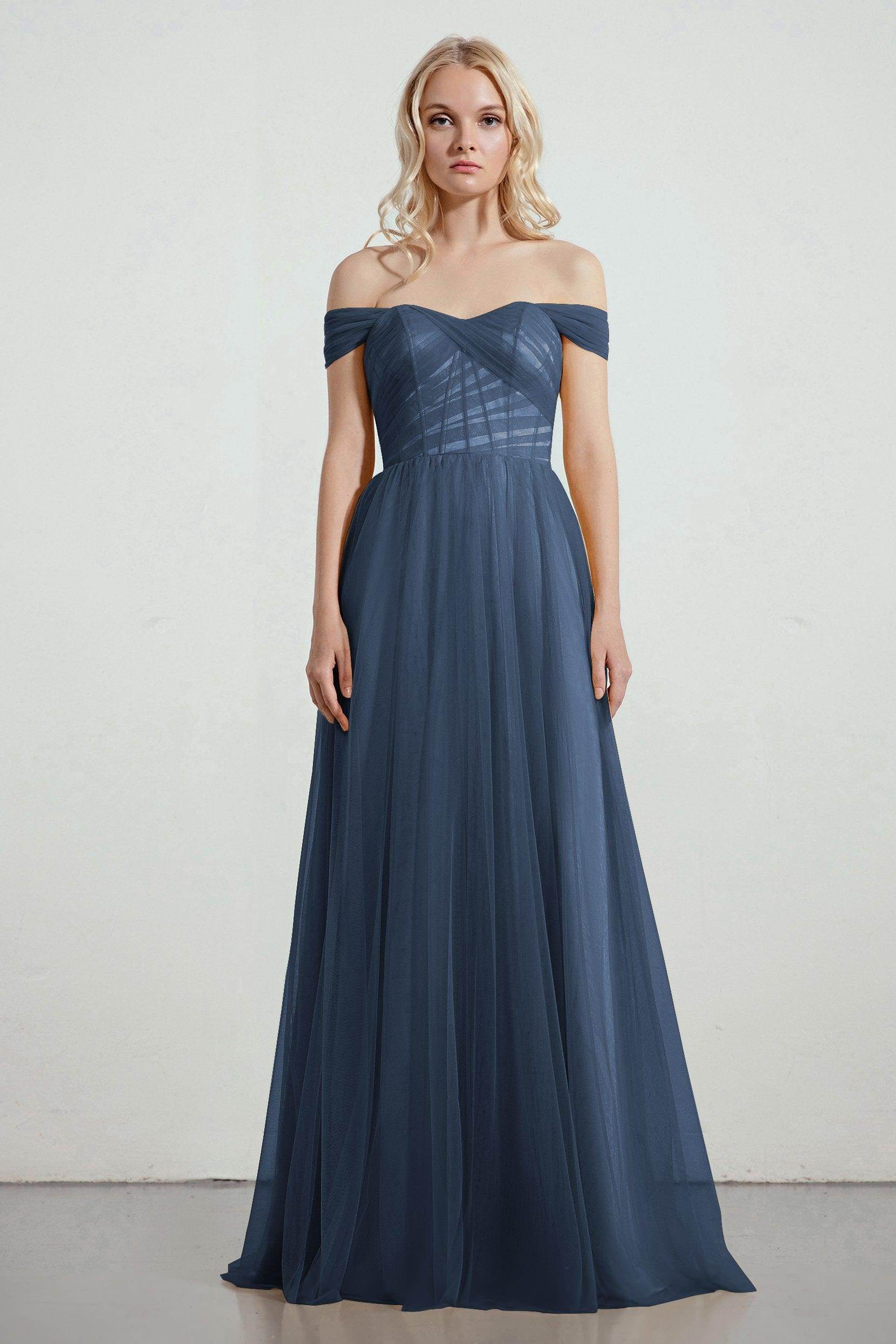 A-Line Tulle/Elastic Silk like Satin Bridesmaid Dress CB0261 - COCOMELODY