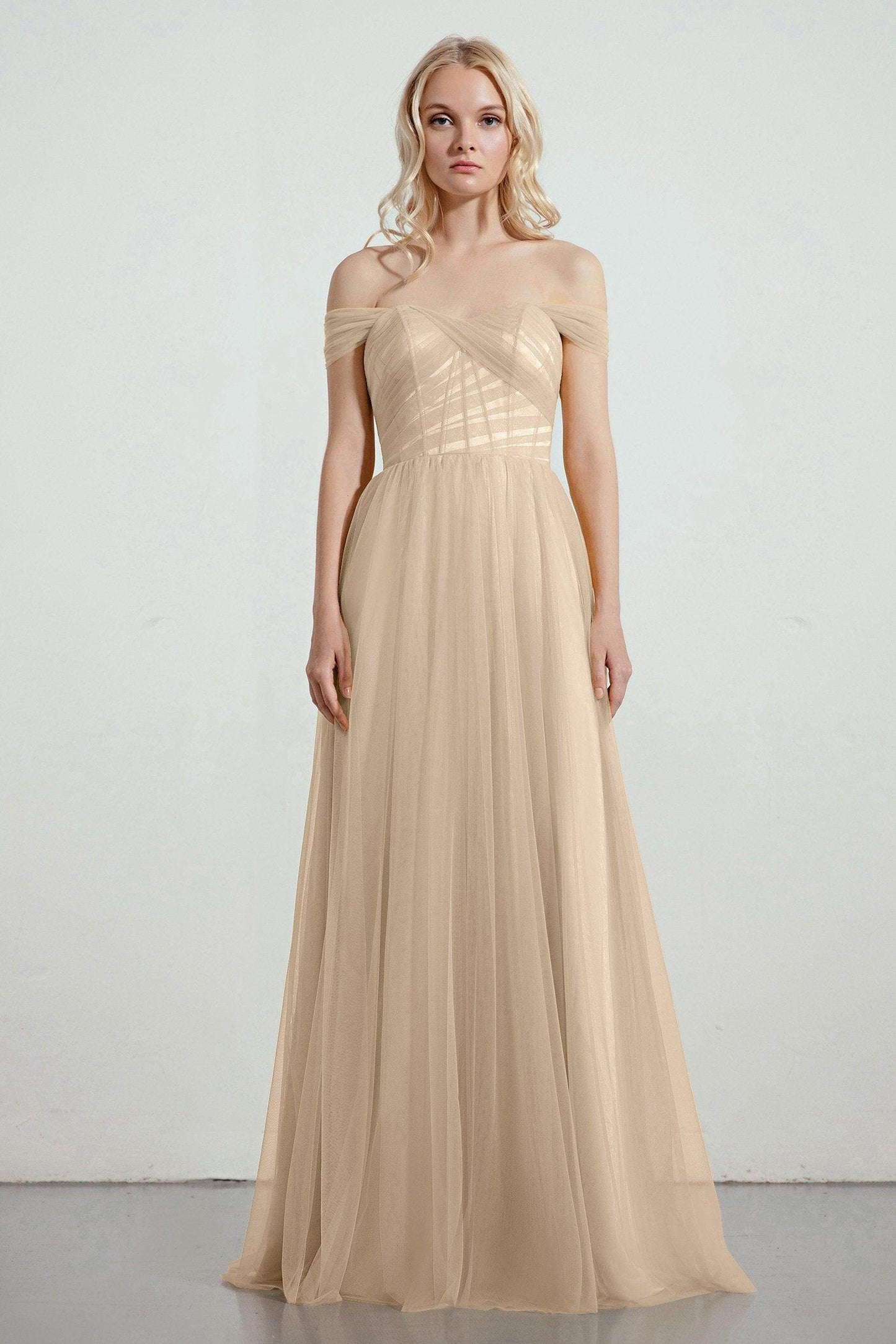 A-Line Tulle/Elastic Silk like Satin Bridesmaid Dress CB0261 - COCOMELODY