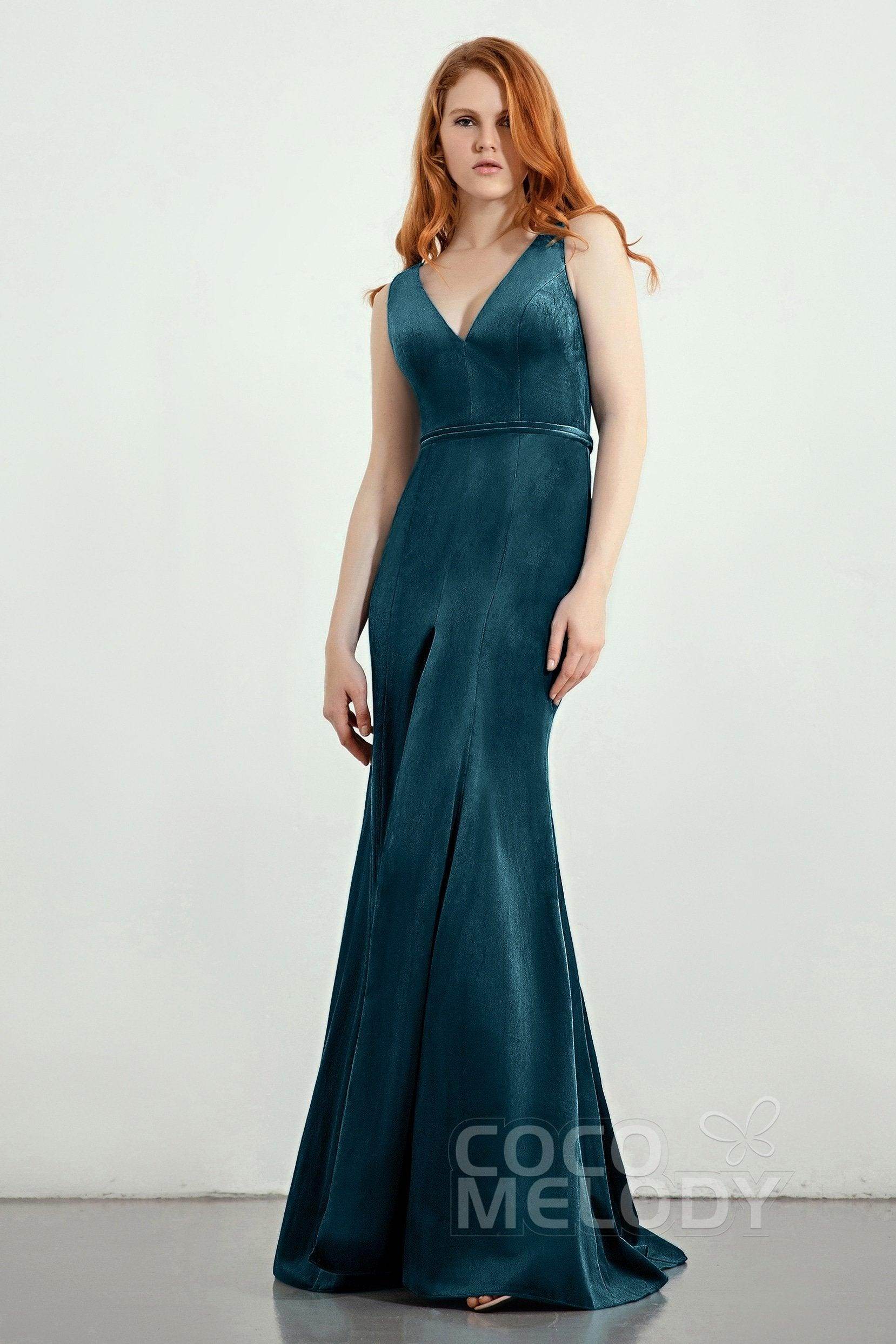 Natural Sweep-Brush Train Bridesmaid Dress Sashes COCOMELODY CB0272, Dark Olive
