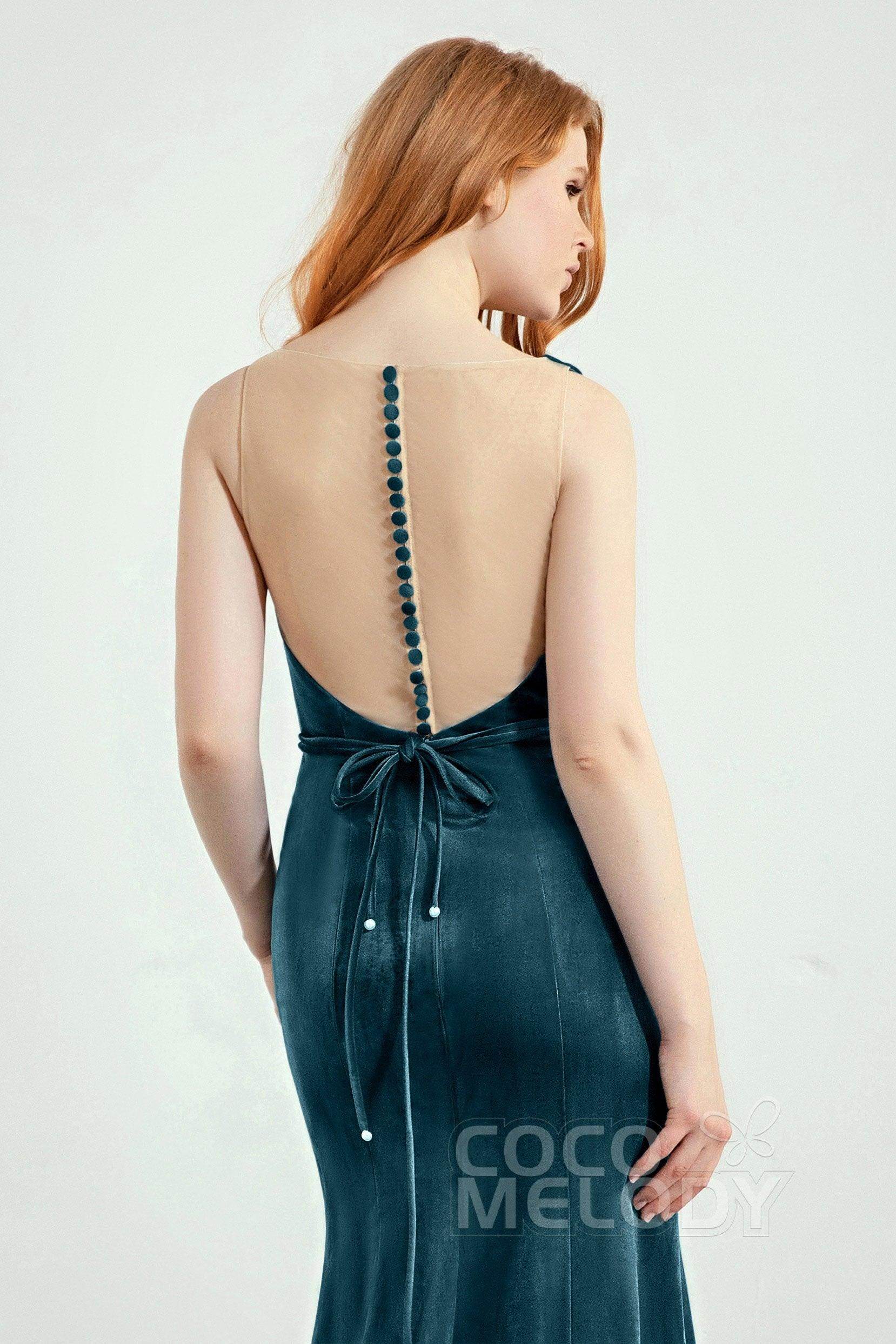 Trumpet-Mermaid Sweep-Brush Train Bridesmaid Dress Formal Dresses CB0272 - COCOMELODY