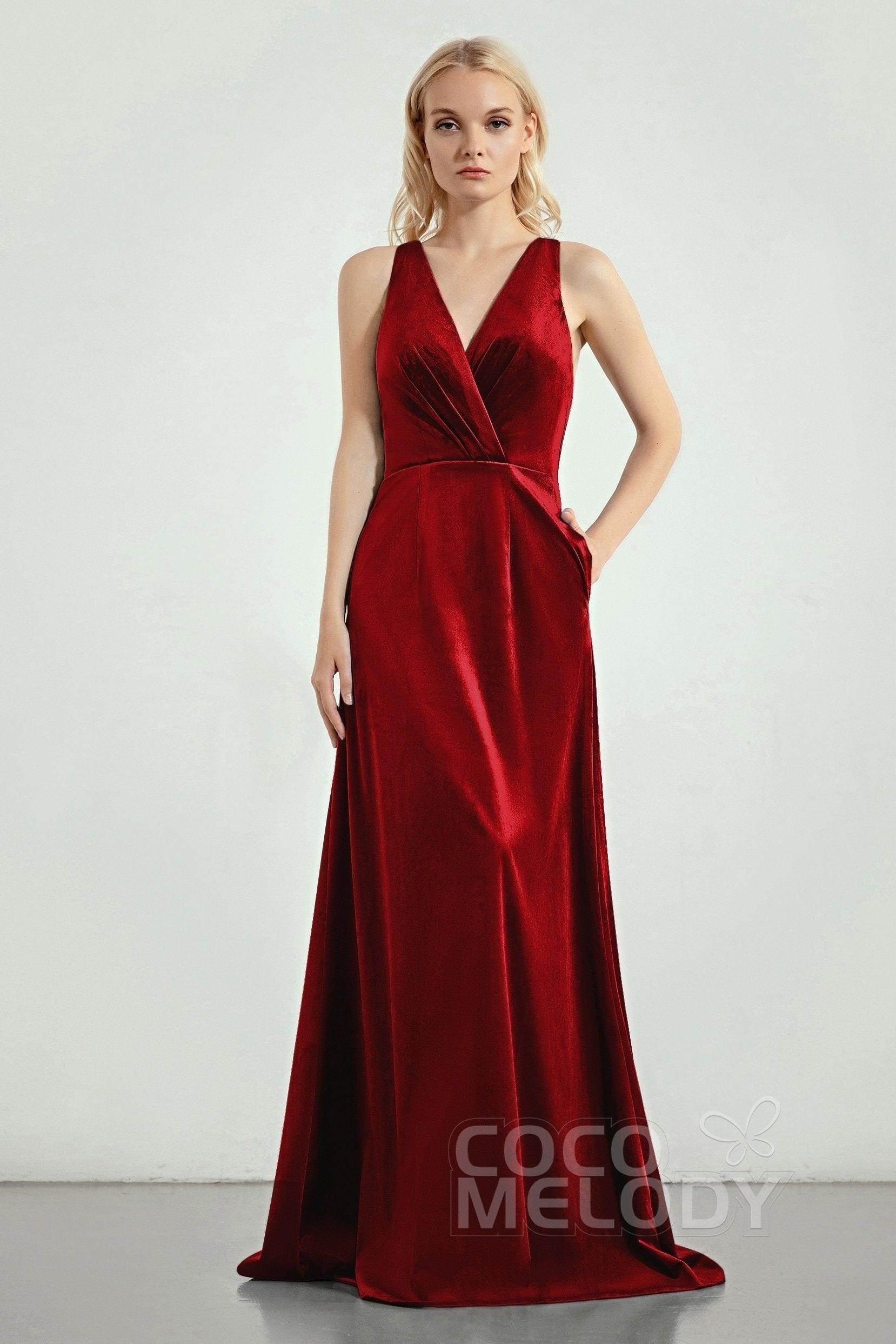 Natural Velvet Sleeveless Bridesmaid Dress Pleating CB0276CR Natural Velvet Sleeveless Bridesmaid Dress Pleating CB0276CR