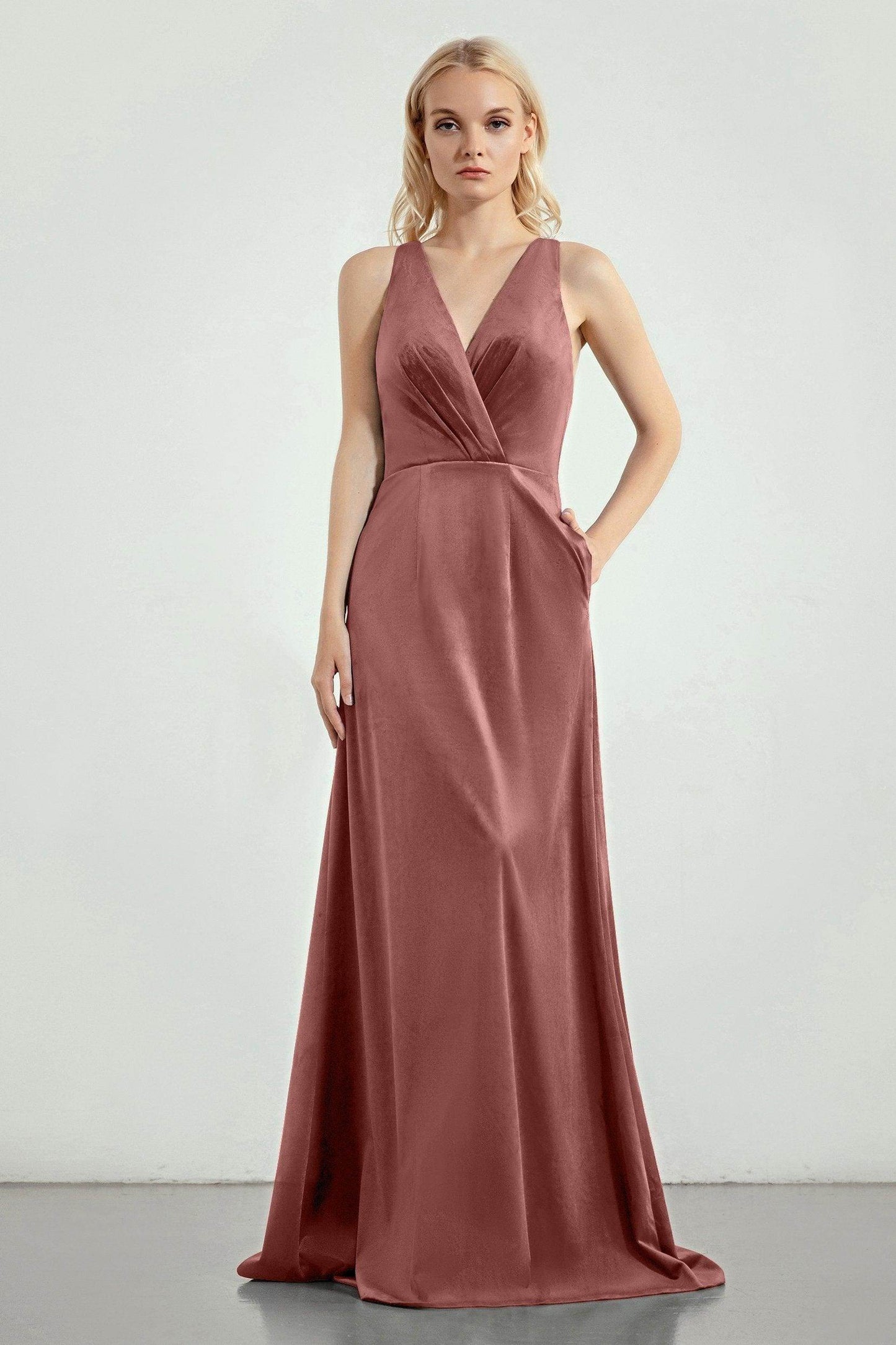 A-Line Sweep-Brush Train Bridesmaid Dress Formal Dresses CB0276 - COCOMELODY