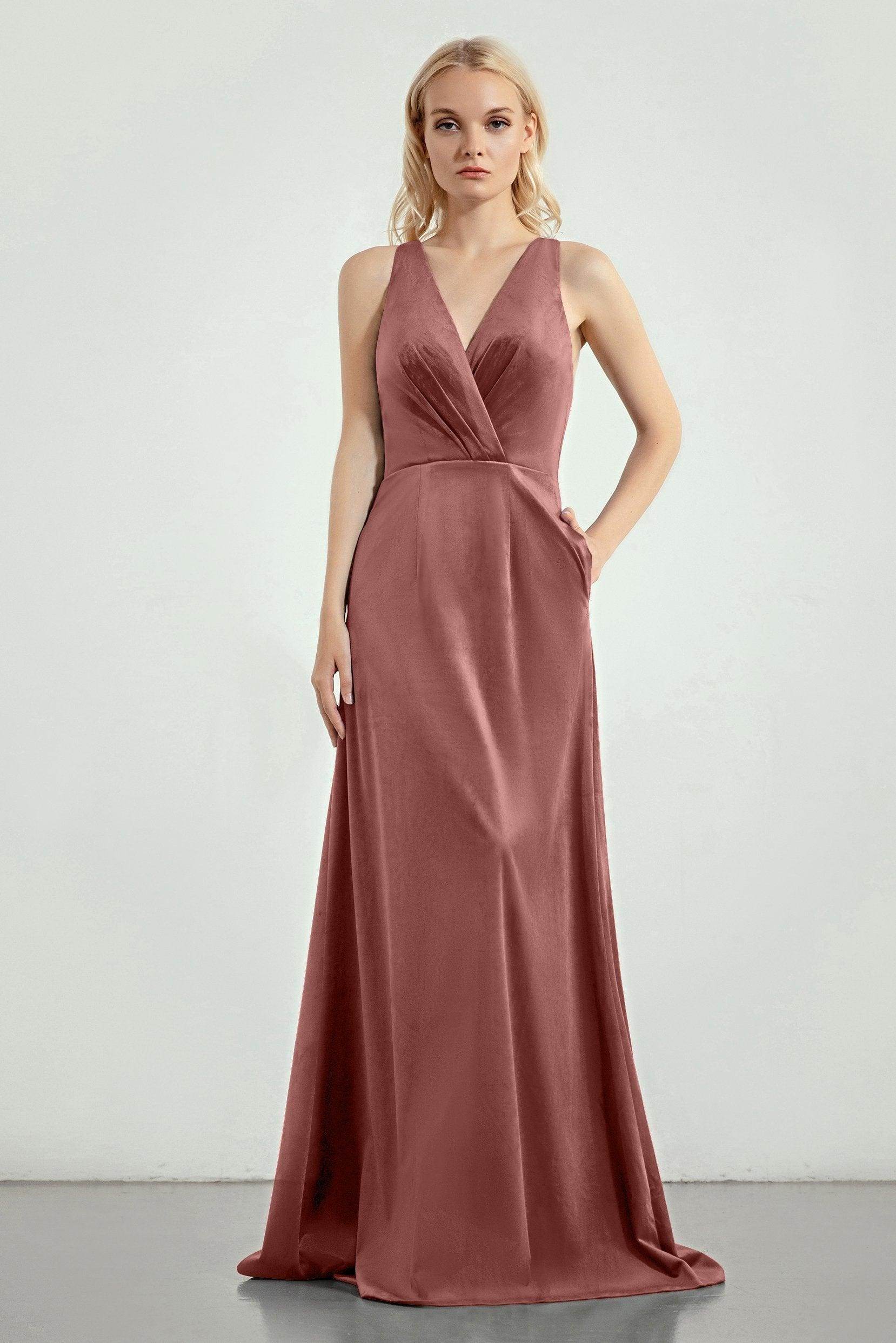 A-Line Sweep-Brush Train Bridesmaid Dress Formal Dresses CB0276 - COCOMELODY