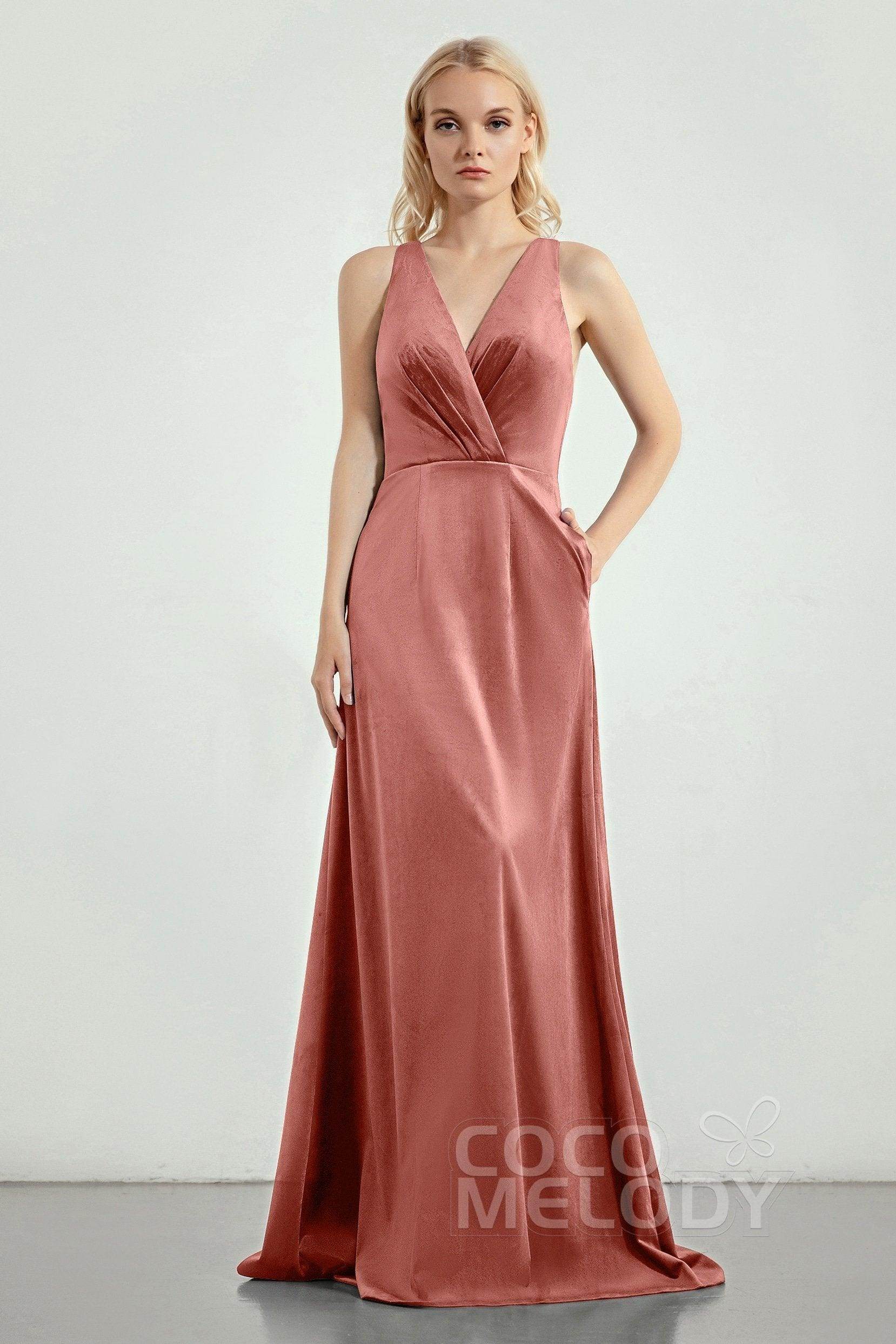 A-Line Sweep-Brush Train Bridesmaid Dress Formal Dresses CB0276 - COCOMELODY