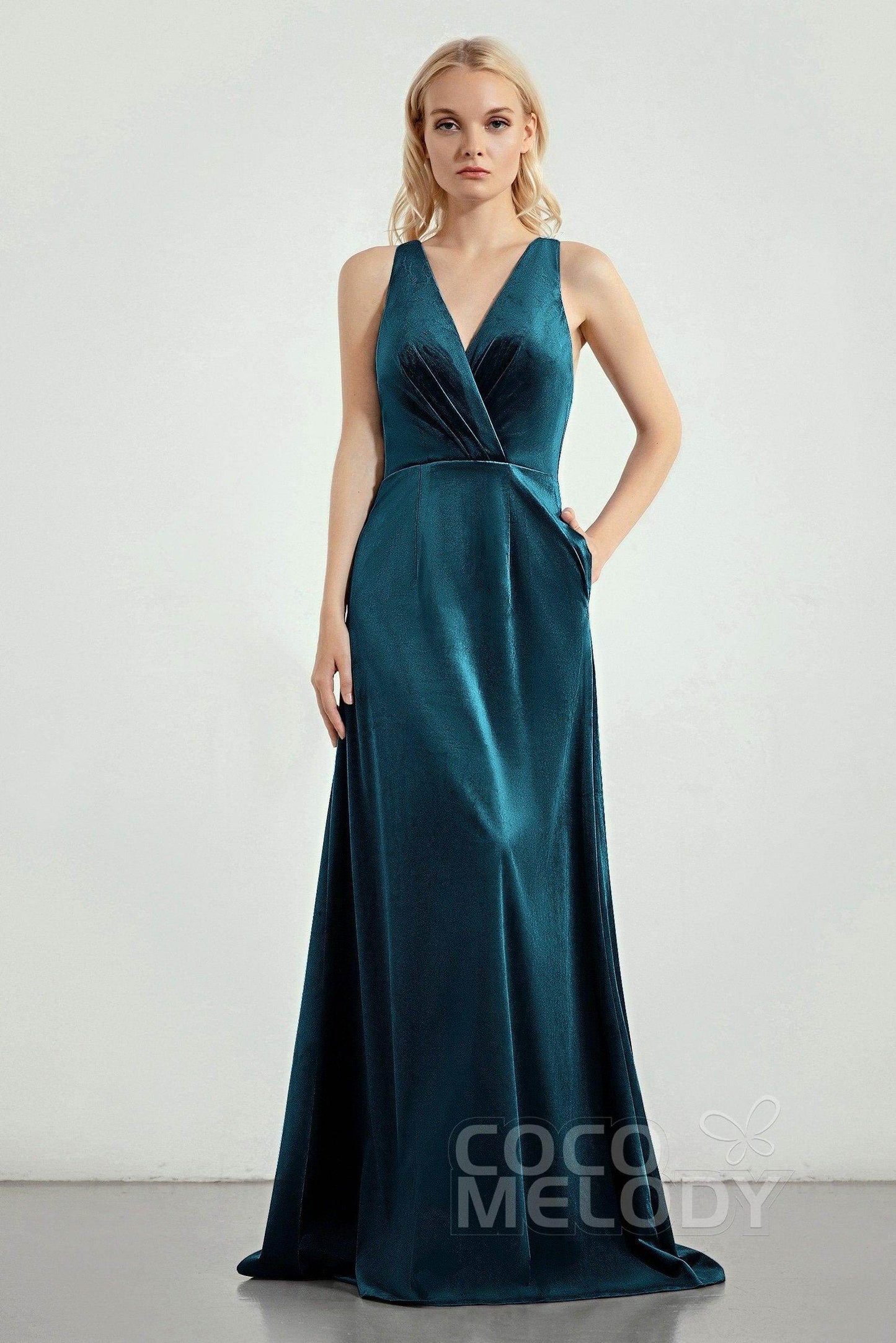 A-Line Sweep-Brush Train Bridesmaid Dress Formal Dresses CB0276 - COCOMELODY