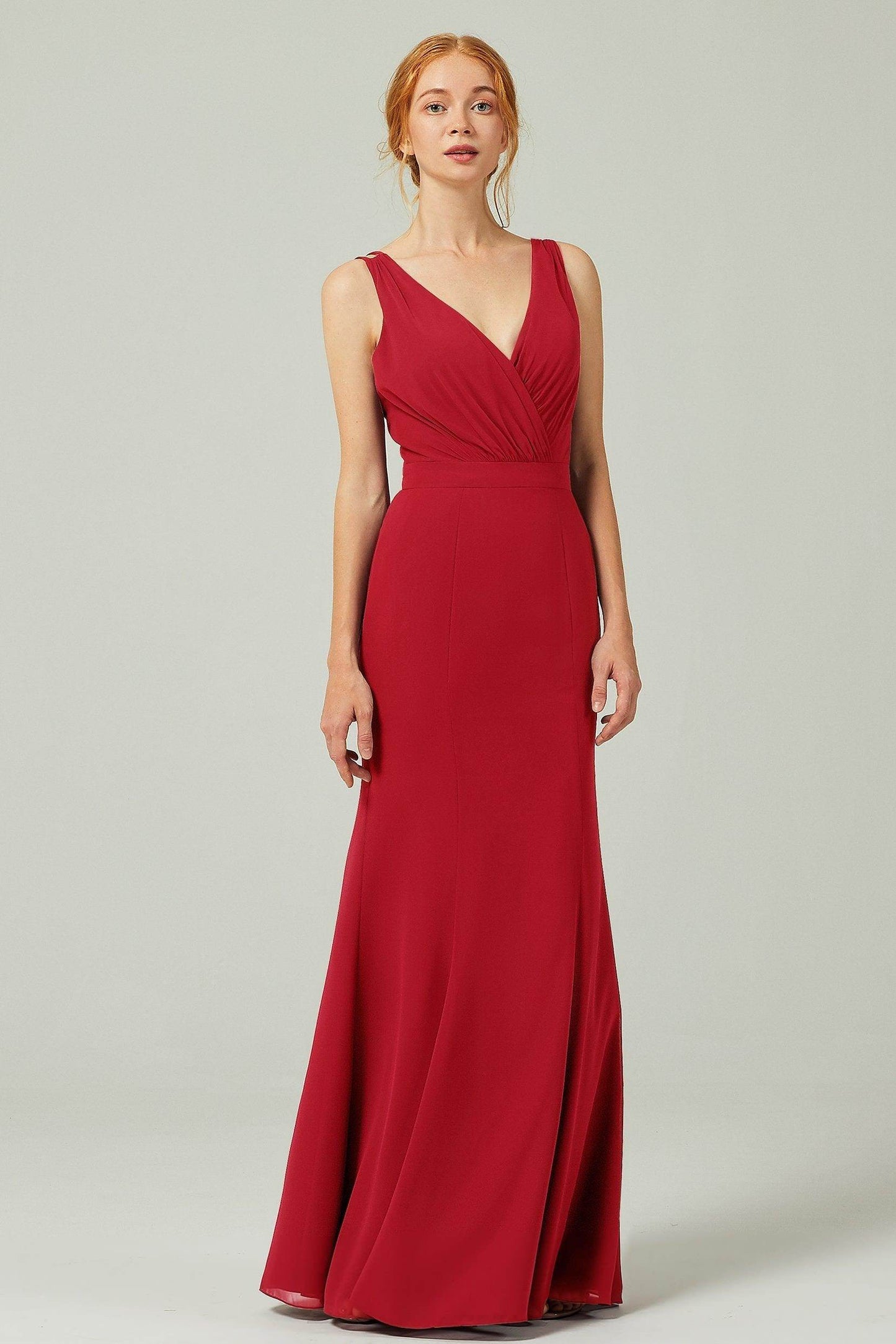 Sheath-Column Floor Length Chiffon Bridesmaid Dress CB0291 - COCOMELODY