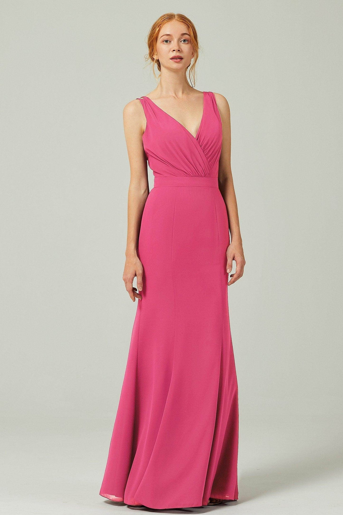 Sheath-Column Floor Length Chiffon Bridesmaid Dress CB0291 - COCOMELODY