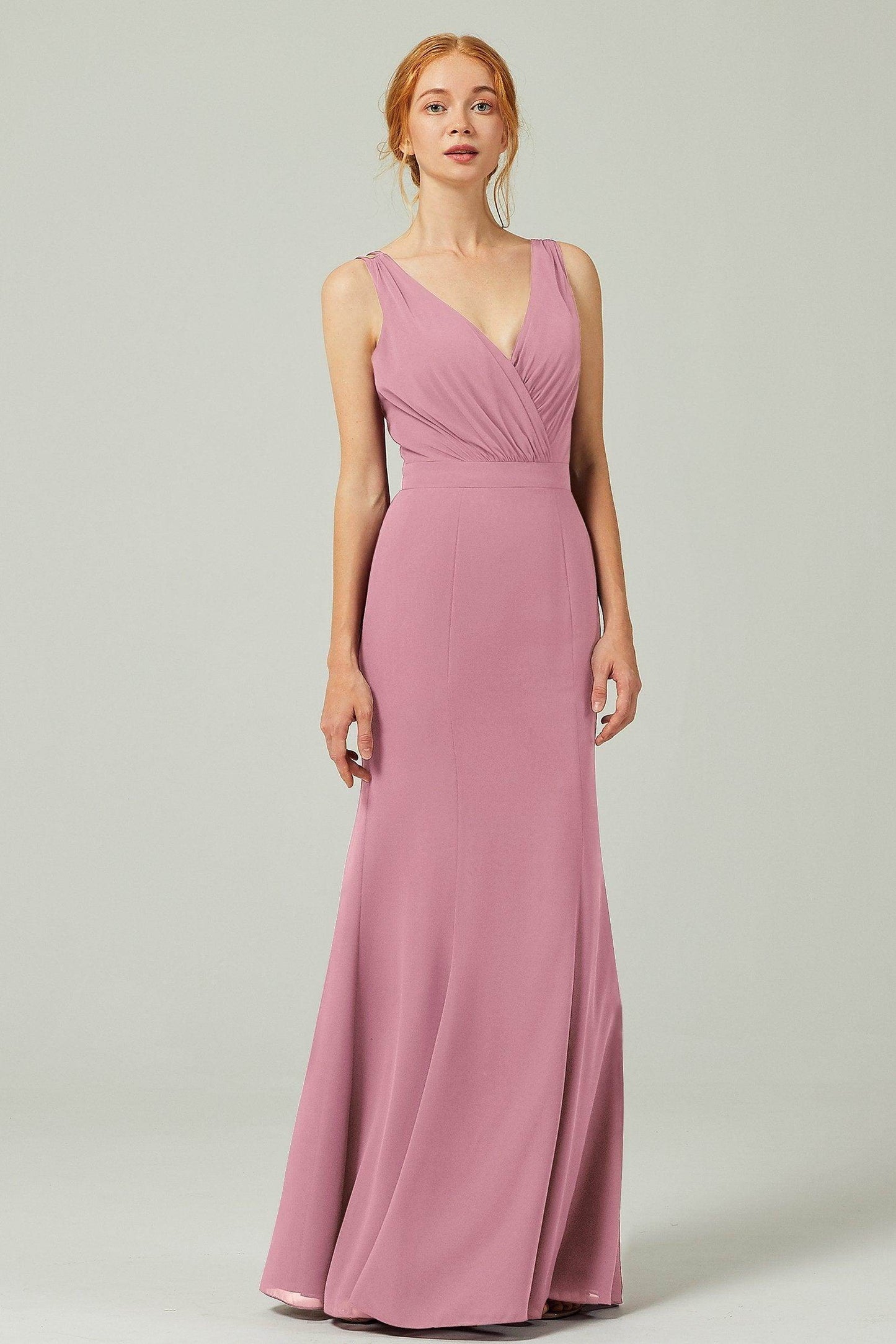 Sheath-Column Floor Length Chiffon Bridesmaid Dress CB0291 - COCOMELODY