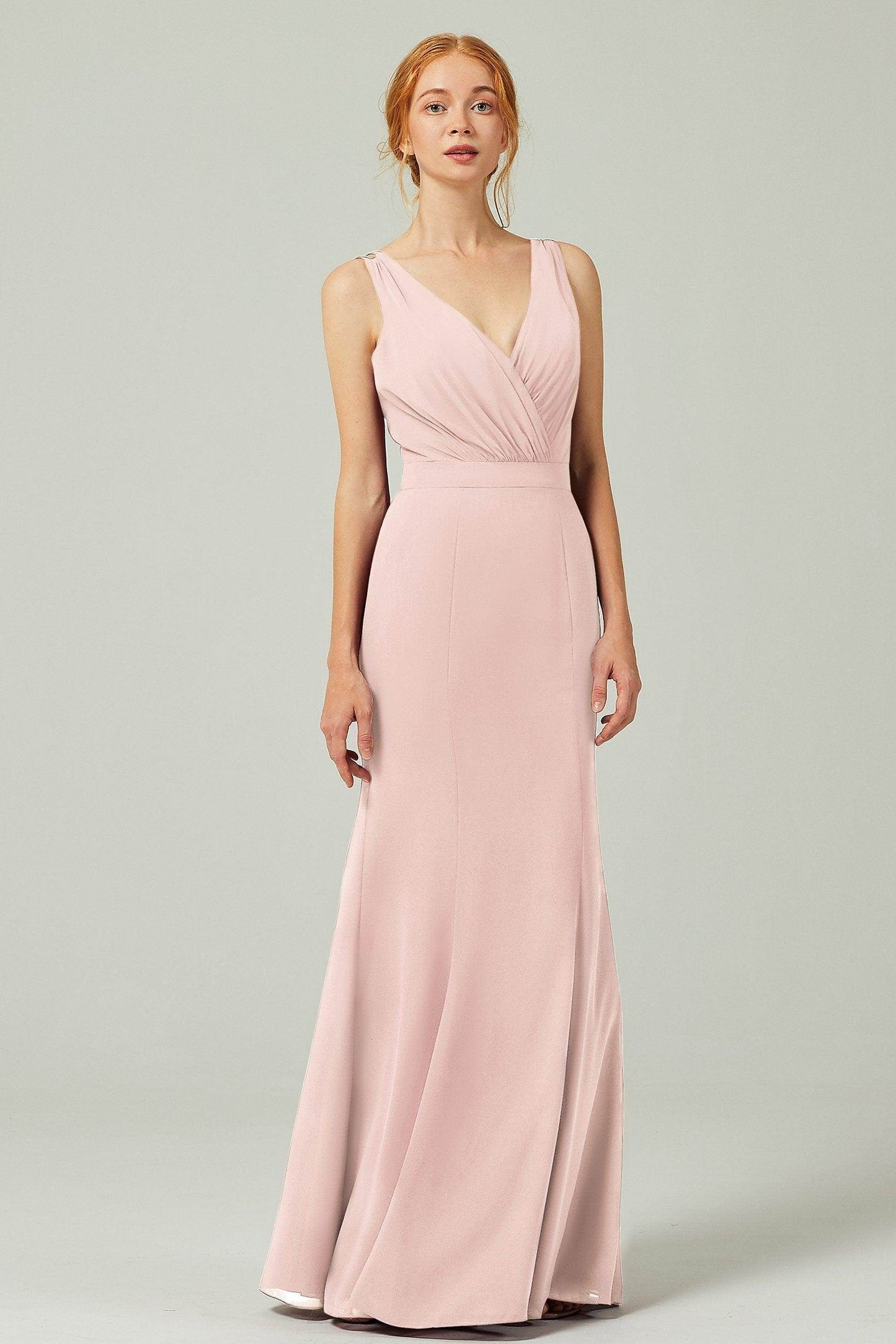 Sheath-Column Floor Length Chiffon Bridesmaid Dress CB0291 - COCOMELODY