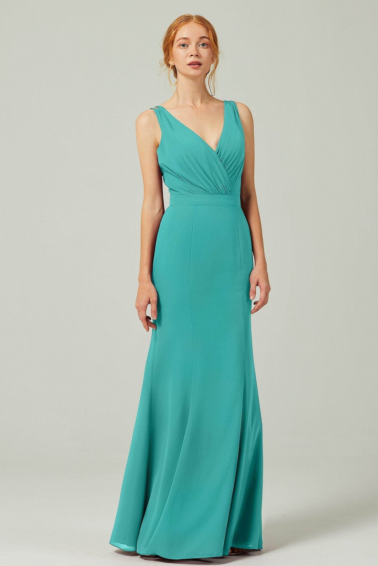 Sheath-Column Floor Length Chiffon Bridesmaid Dress CB0291 - COCOMELODY