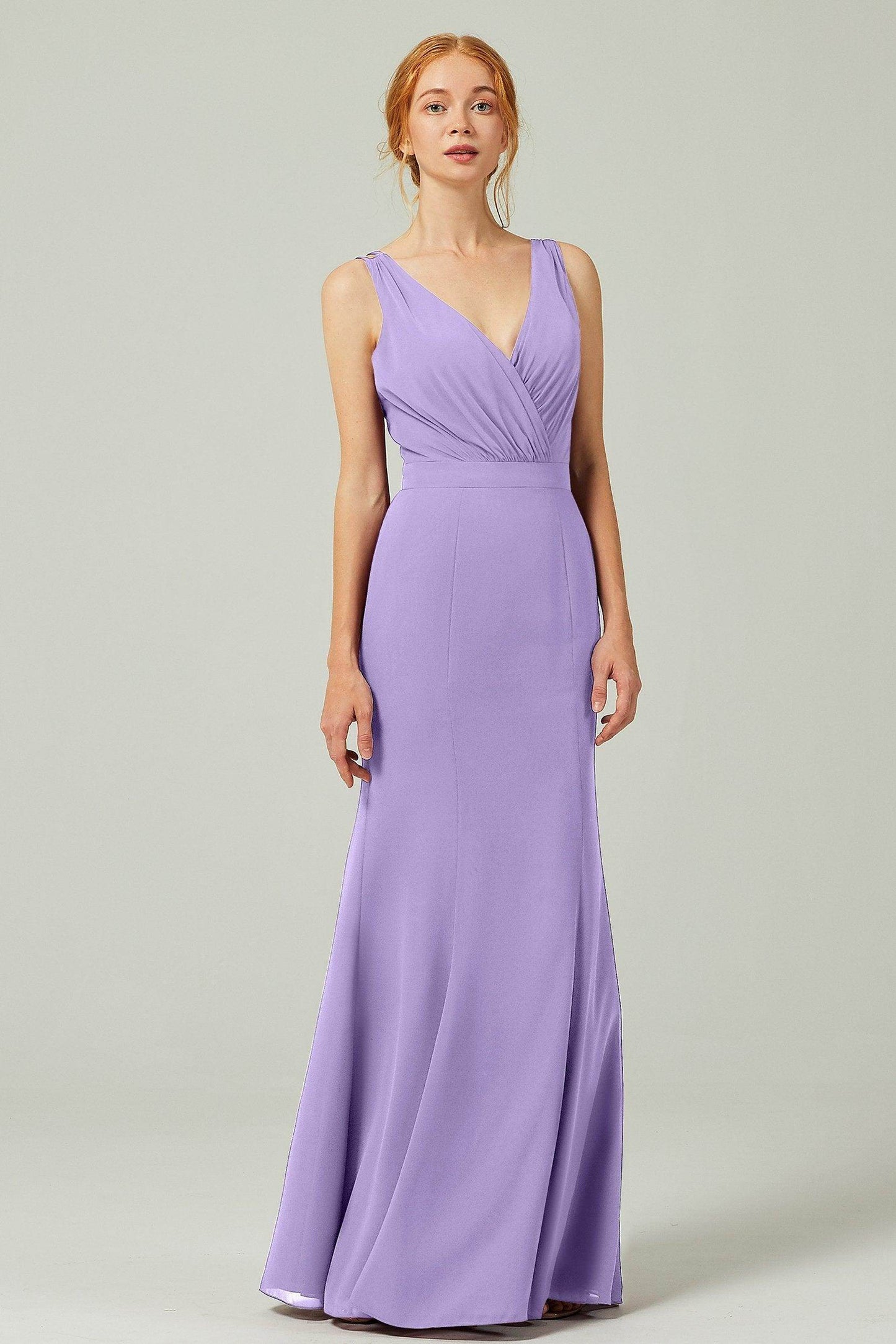 Sheath-Column Floor Length Chiffon Bridesmaid Dress CB0291 - COCOMELODY