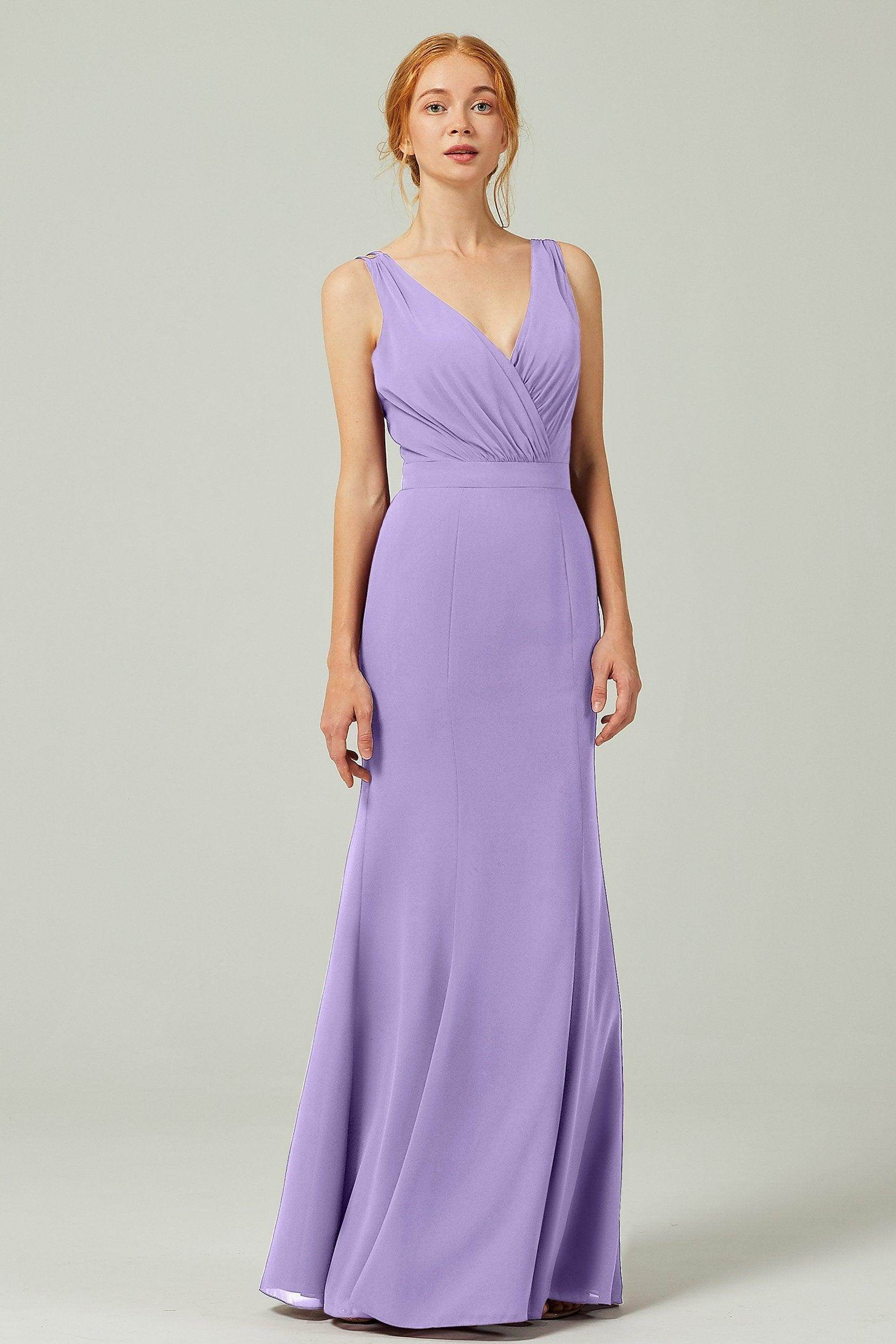 Sheath-Column Floor Length Chiffon Bridesmaid Dress CB0291 - COCOMELODY