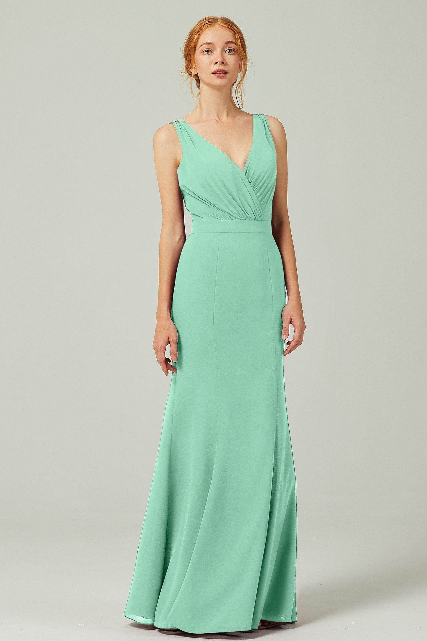 Sheath-Column Floor Length Chiffon Bridesmaid Dress CB0291 - COCOMELODY