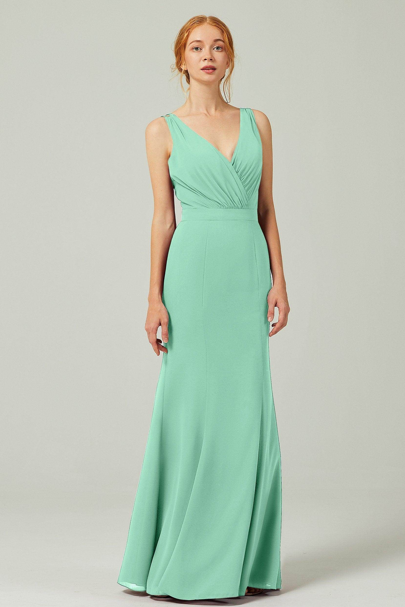 Sheath-Column Floor Length Chiffon Bridesmaid Dress CB0291 - COCOMELODY
