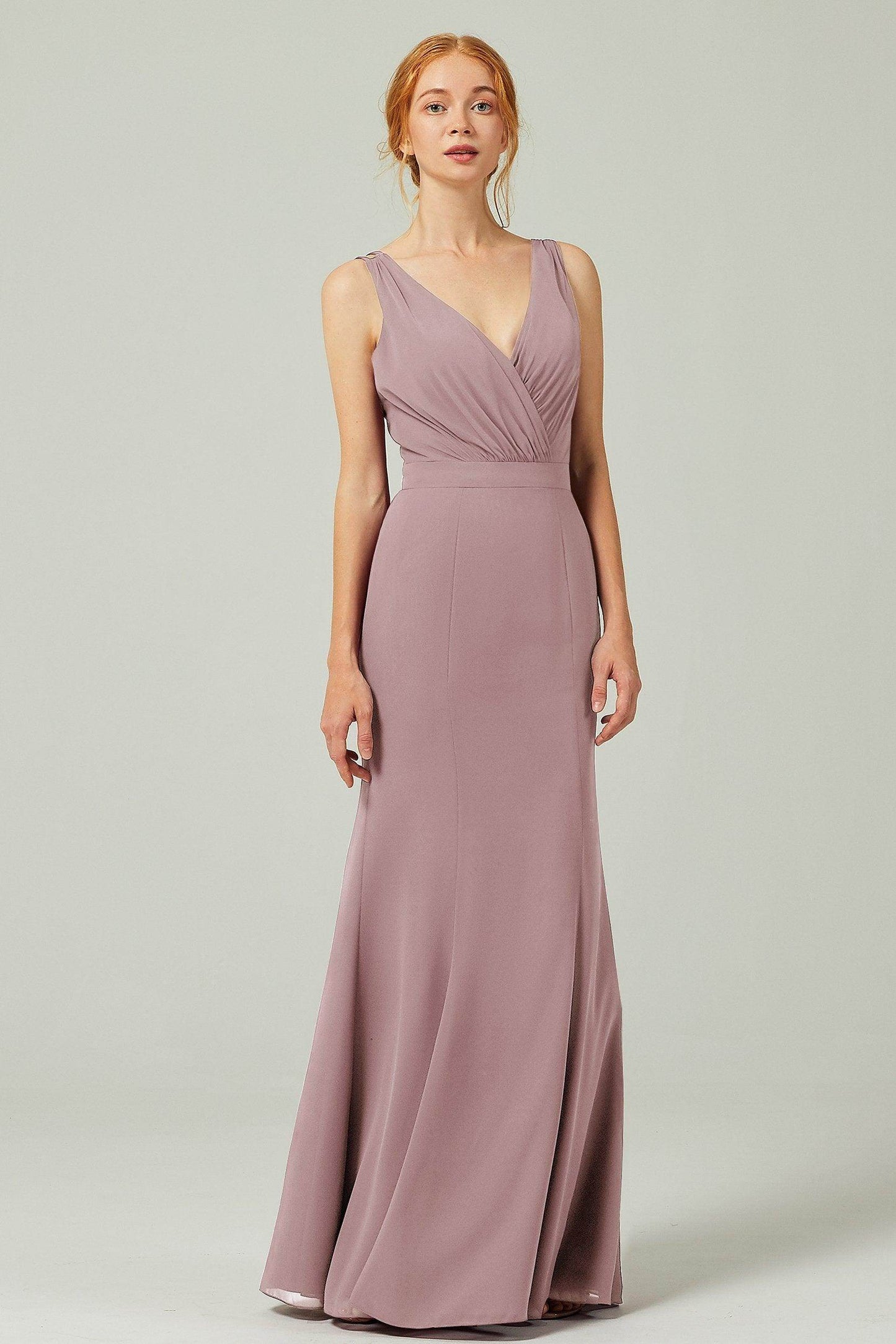Sheath-Column Floor Length Chiffon Bridesmaid Dress CB0291 - COCOMELODY