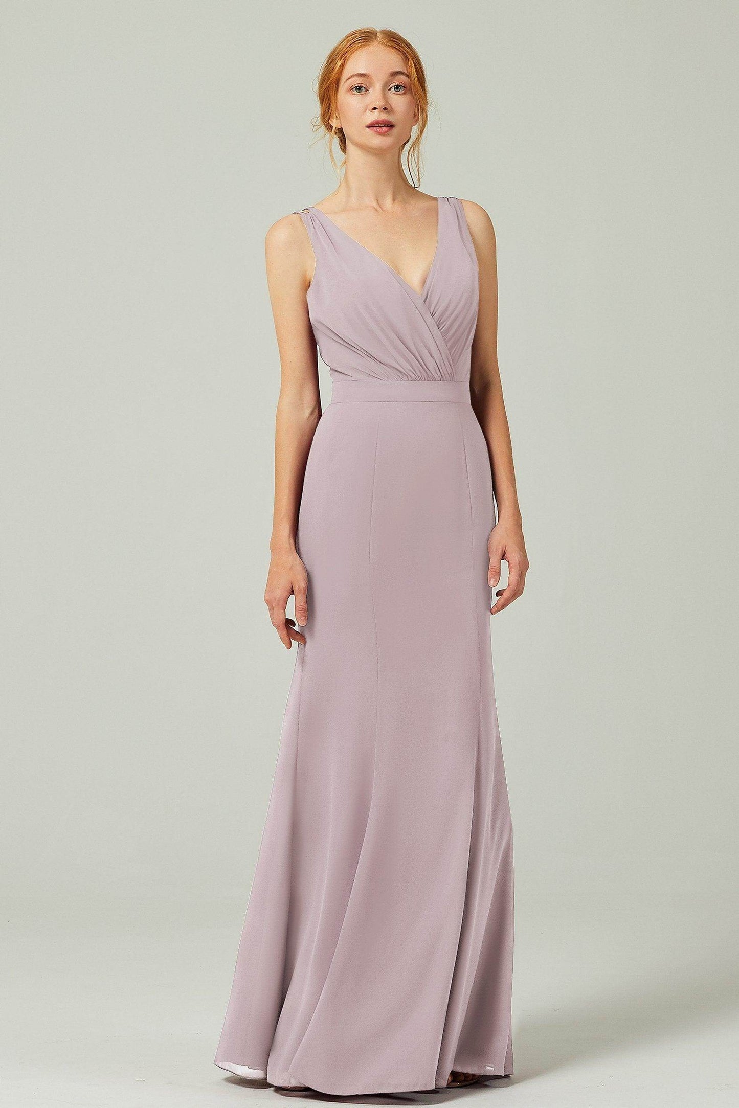 Sheath-Column Floor Length Chiffon Bridesmaid Dress CB0291 - COCOMELODY