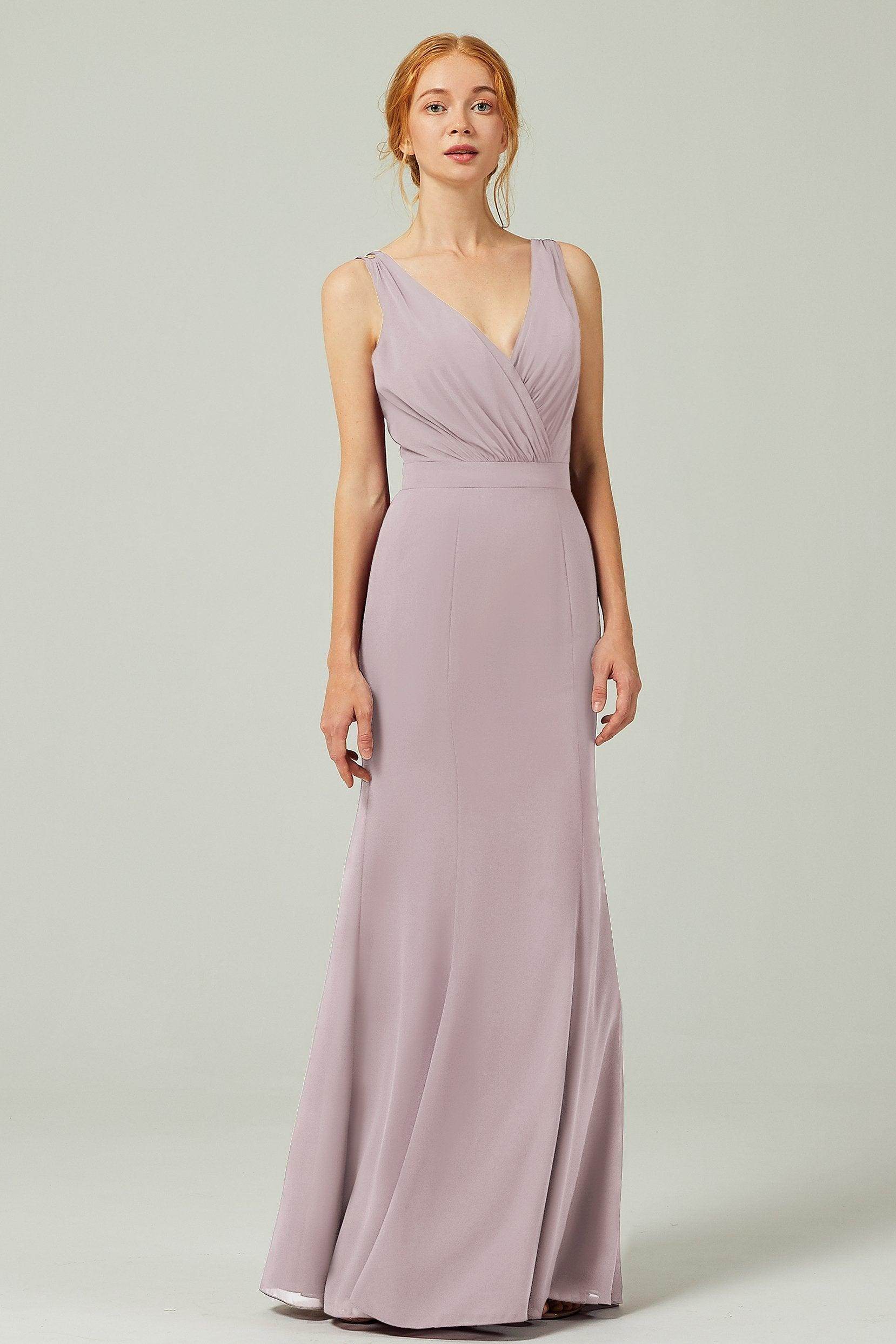 Sheath-Column Floor Length Chiffon Bridesmaid Dress CB0291 - COCOMELODY