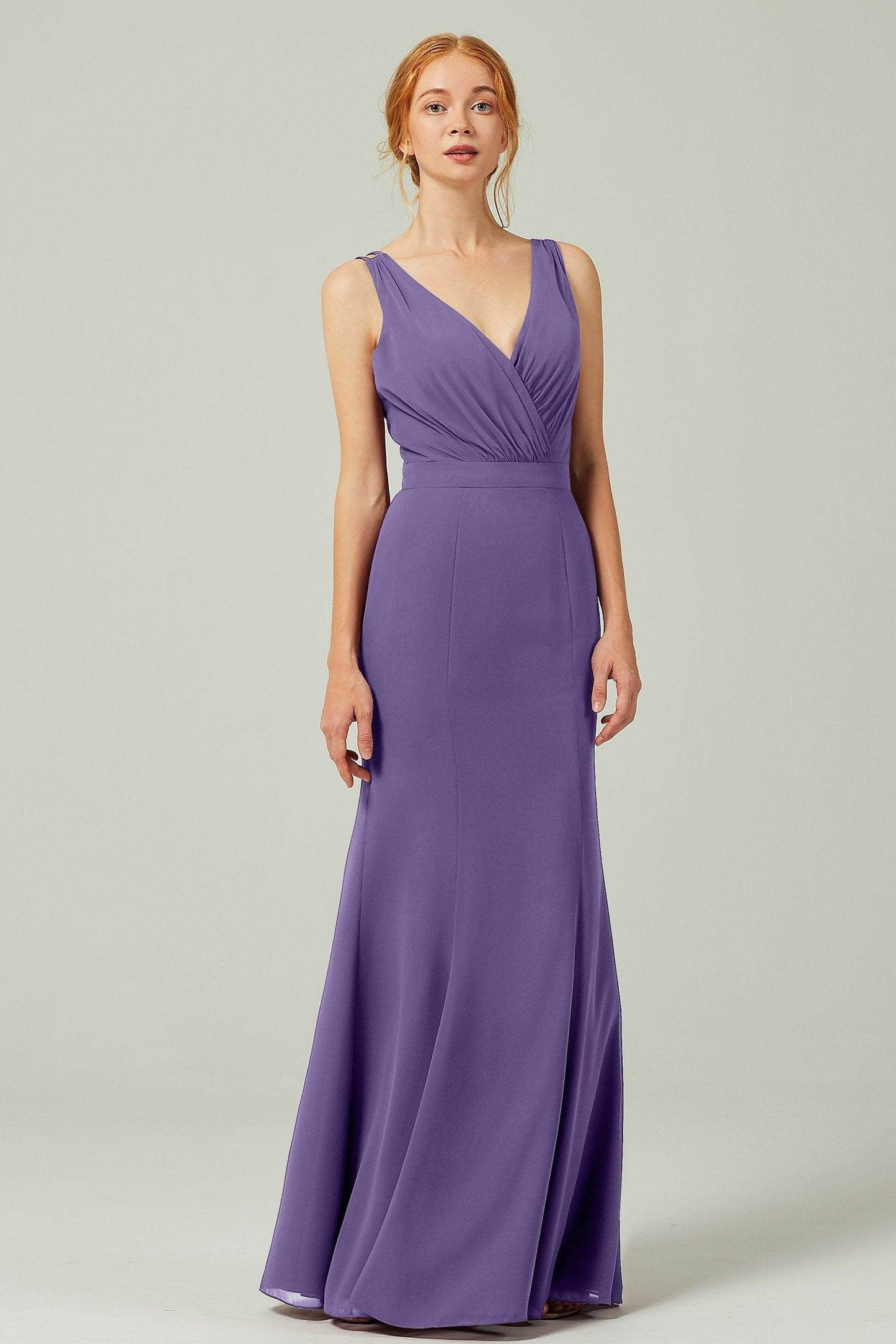 Sheath-Column Floor Length Chiffon Bridesmaid Dress CB0291 - COCOMELODY