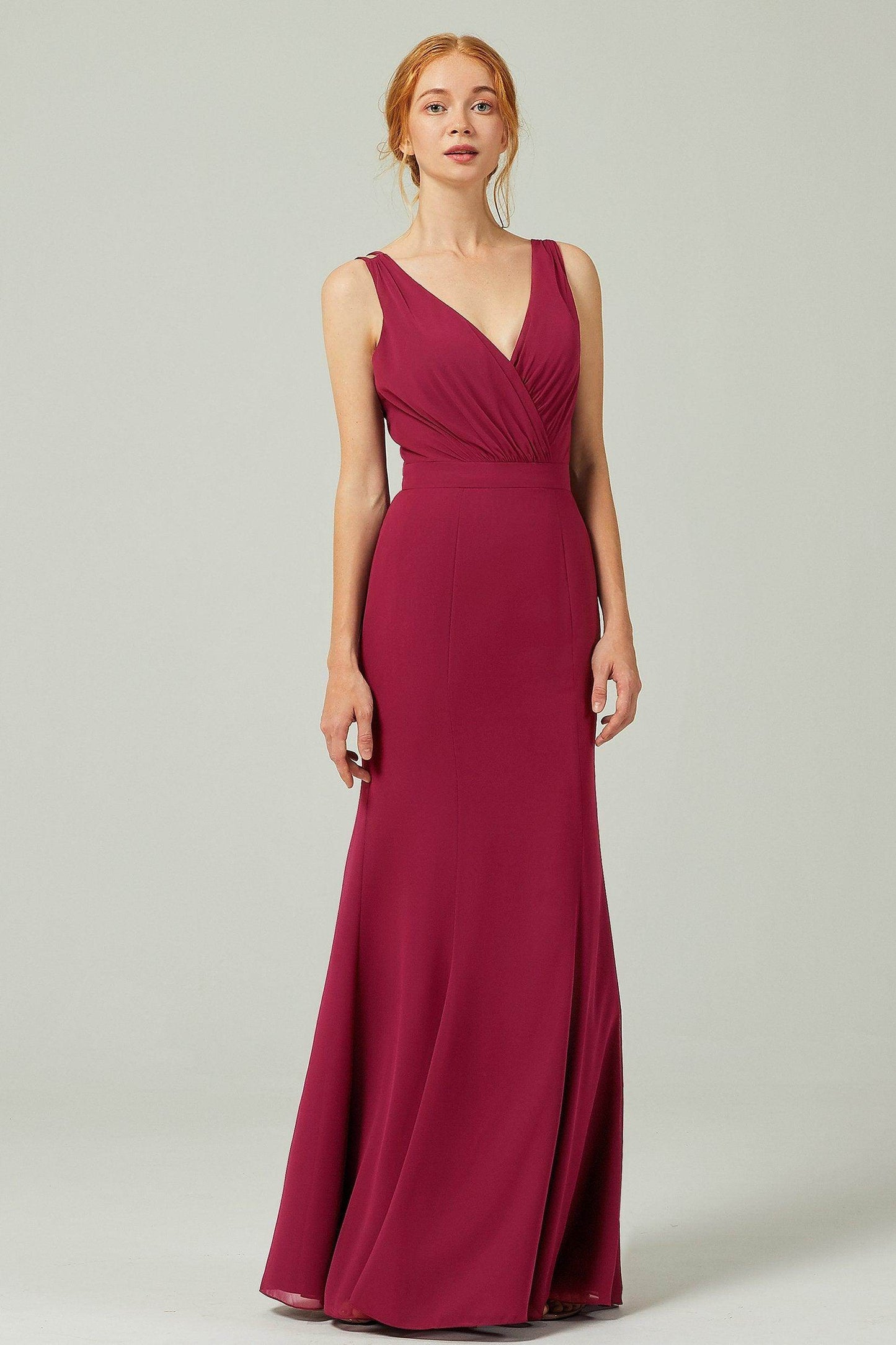 Sheath-Column Floor Length Chiffon Bridesmaid Dress CB0291 - COCOMELODY