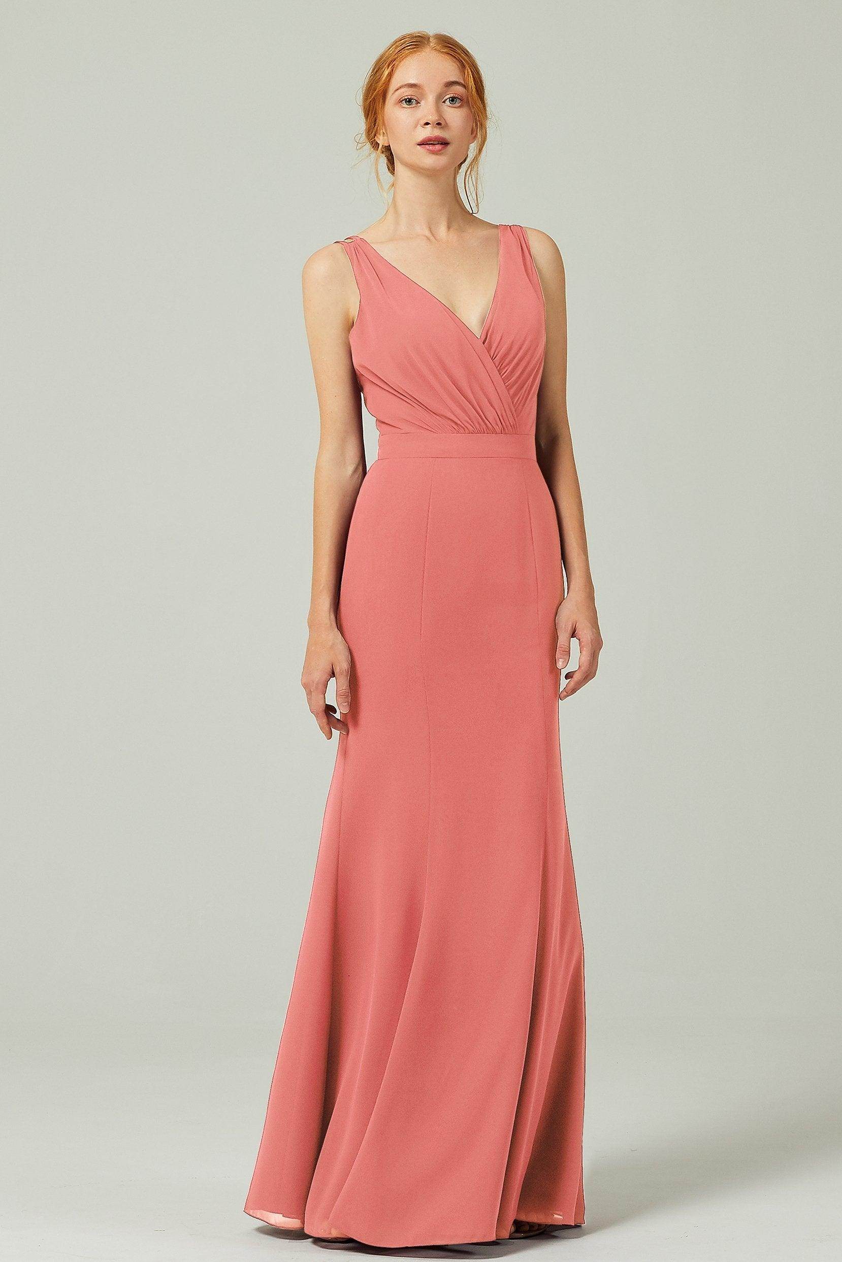 Sheath-Column Floor Length Chiffon Bridesmaid Dress CB0291 - COCOMELODY
