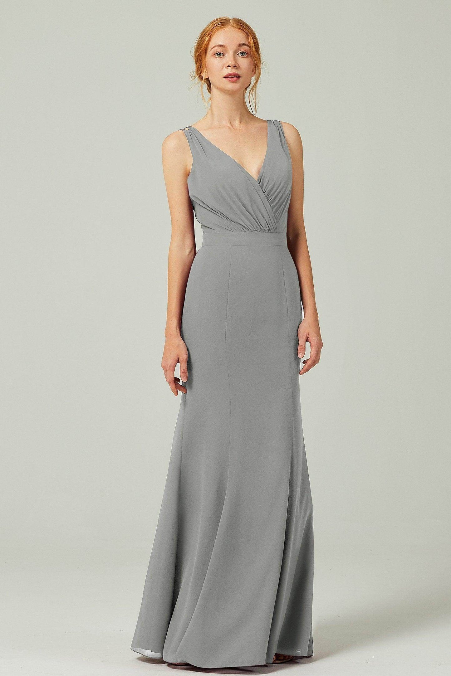 Sheath-Column Floor Length Chiffon Bridesmaid Dress CB0291 - COCOMELODY