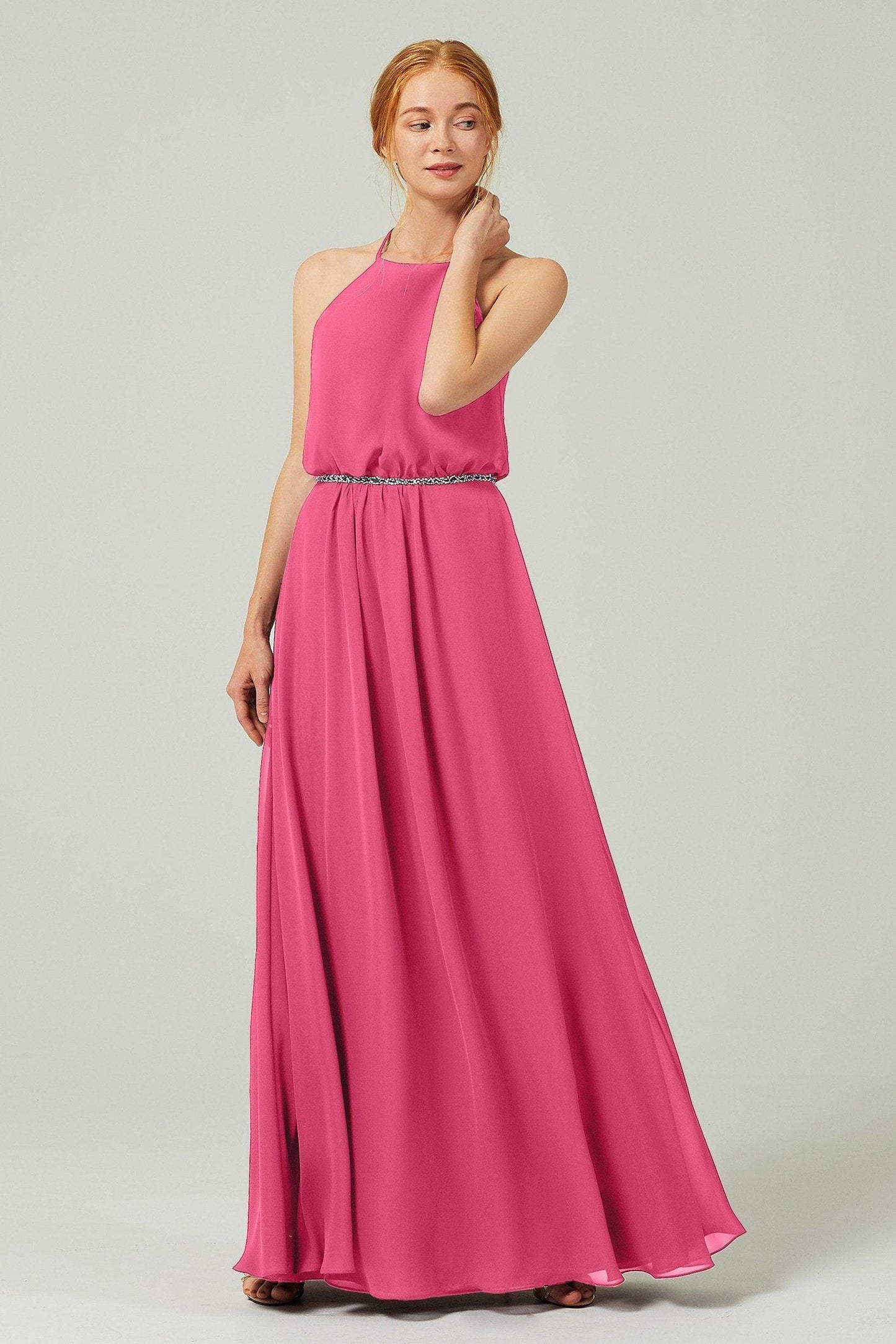 A-Line Floor Length Chiffon Bridesmaid Dress CB0292 - COCOMELODY
