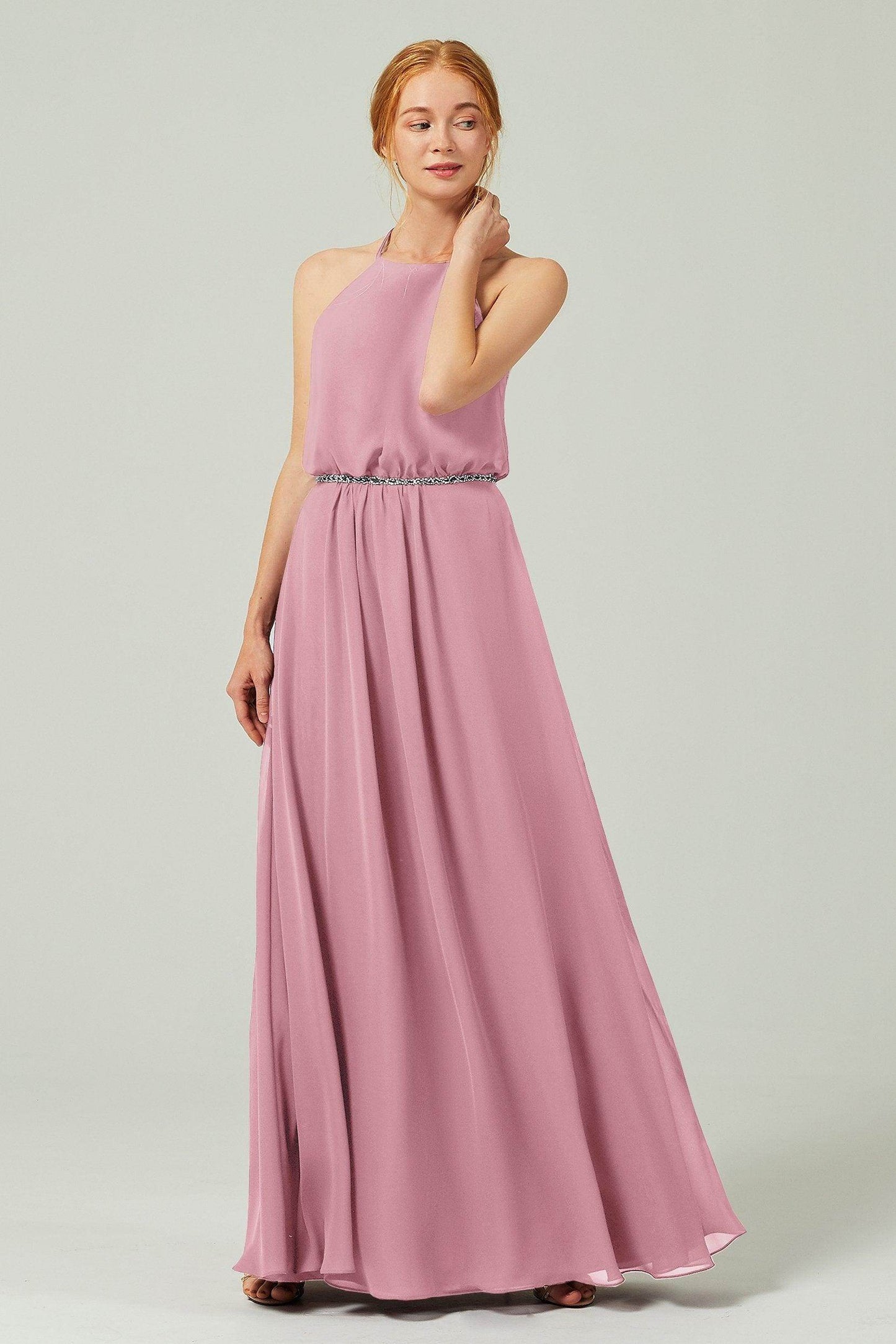 A-Line Floor Length Chiffon Bridesmaid Dress CB0293 - COCOMELODY