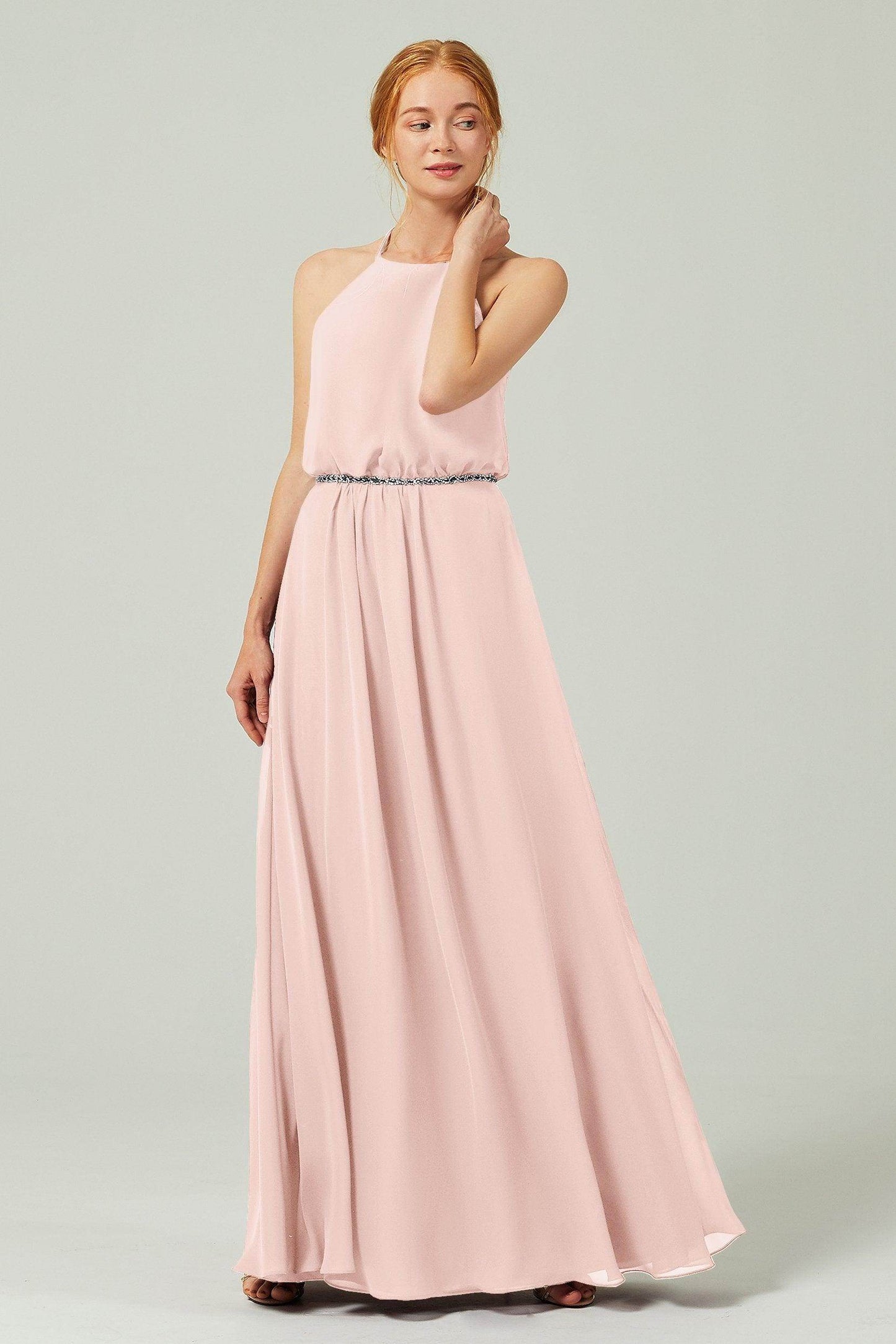 A-Line Floor Length Chiffon Bridesmaid Dress CB0292 - COCOMELODY
