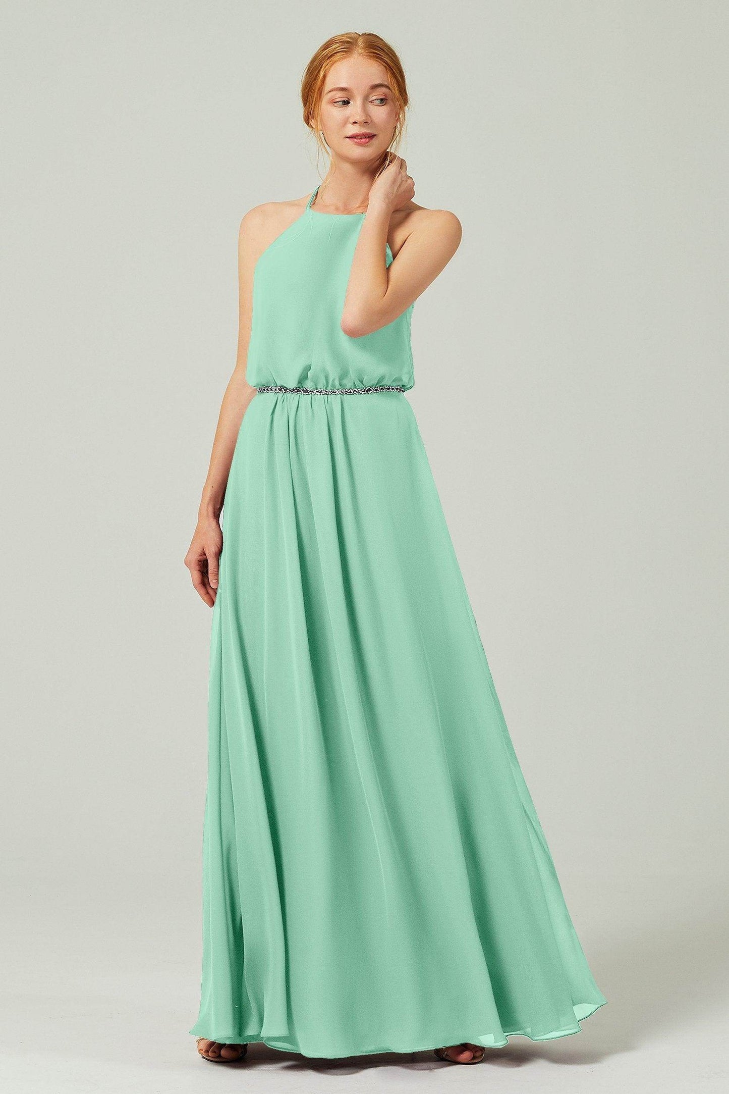 A-Line Floor Length Chiffon Bridesmaid Dress CB0292 - COCOMELODY