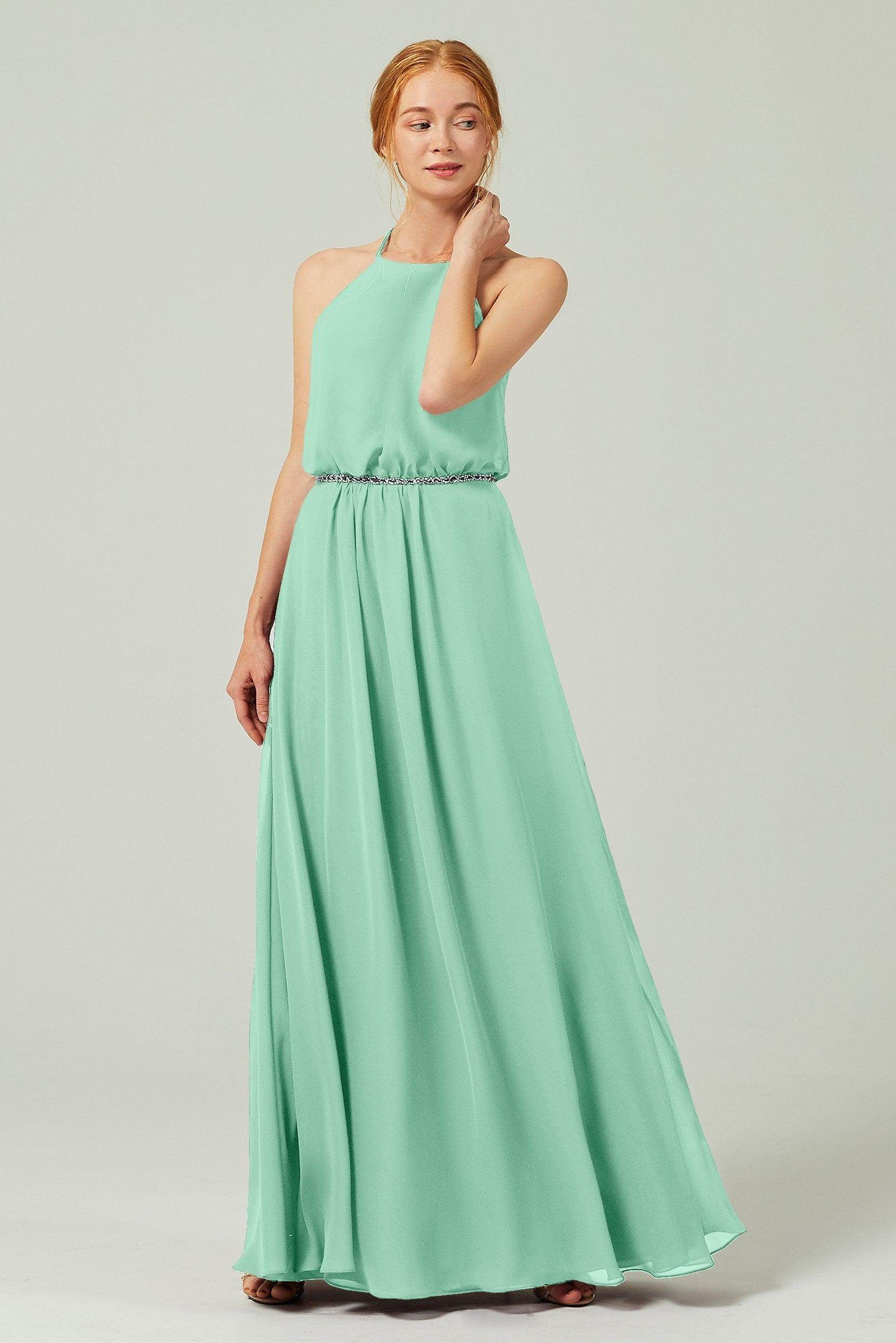 A-Line Floor Length Chiffon Bridesmaid Dress CB0292 - COCOMELODY