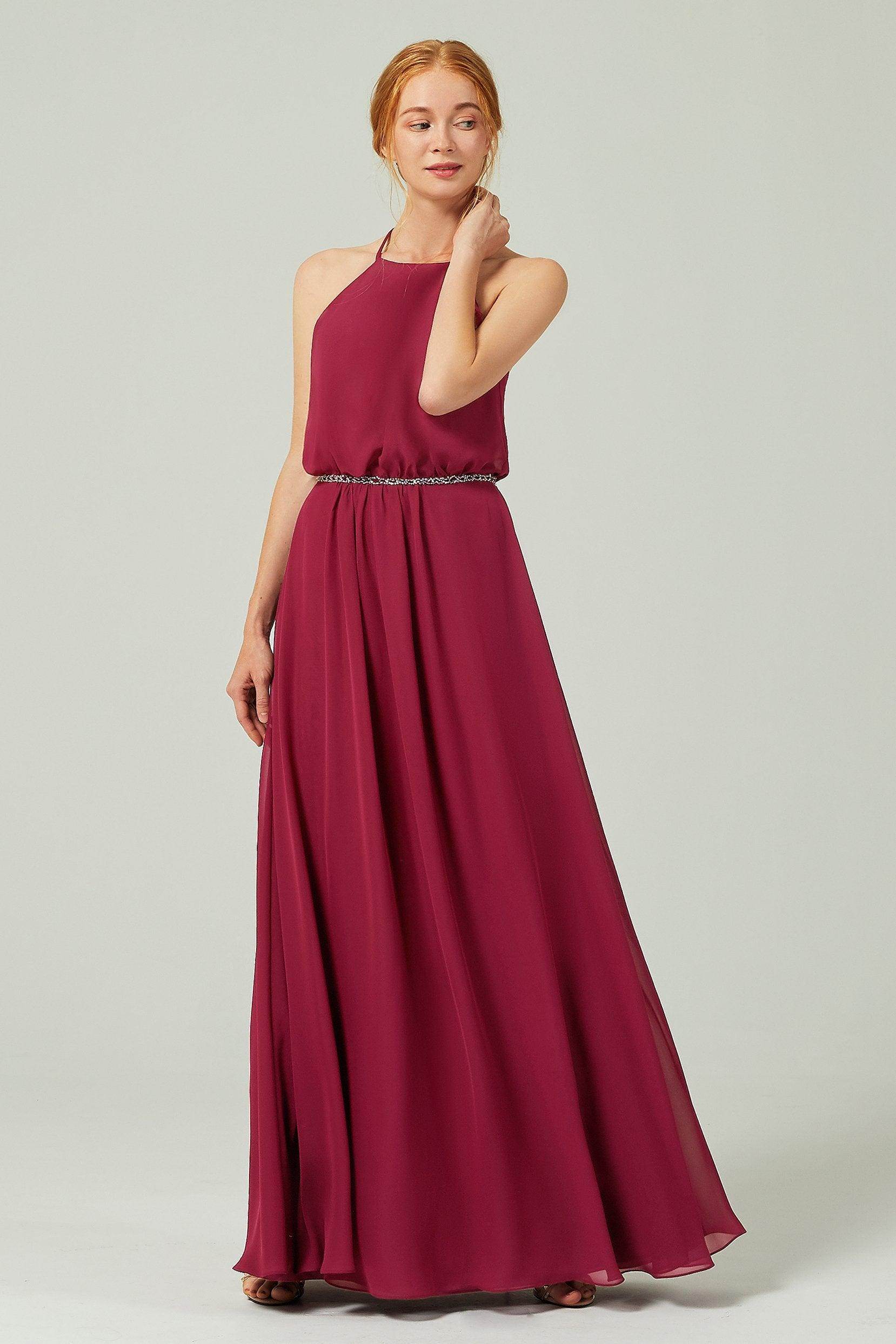A-Line Halter Sleeveless Bridesmaid Dress Beading COCOMELODY CB0292, Silver Cloud A-Line Halter Sleeveless Bridesmaid Dress Beading COCOMELODY CB0292, Silver Cloud