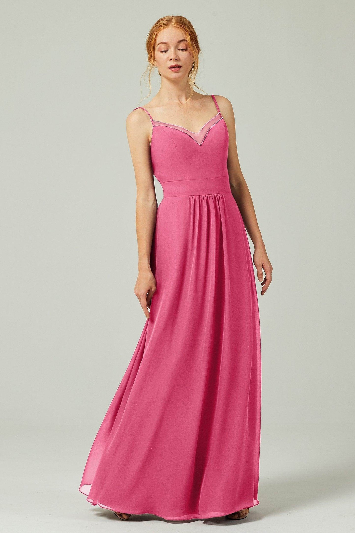 A-Line Floor Length Chiffon Bridesmaid Dress CB0293 - COCOMELODY