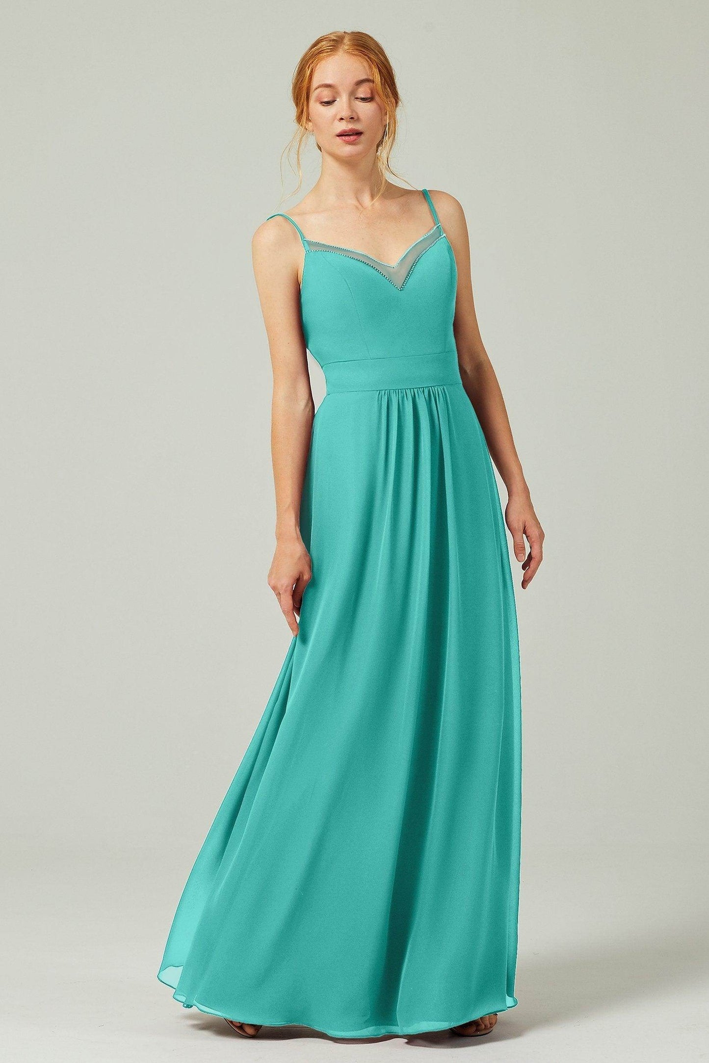 A-Line Floor Length Chiffon Bridesmaid Dress CB0293 - COCOMELODY