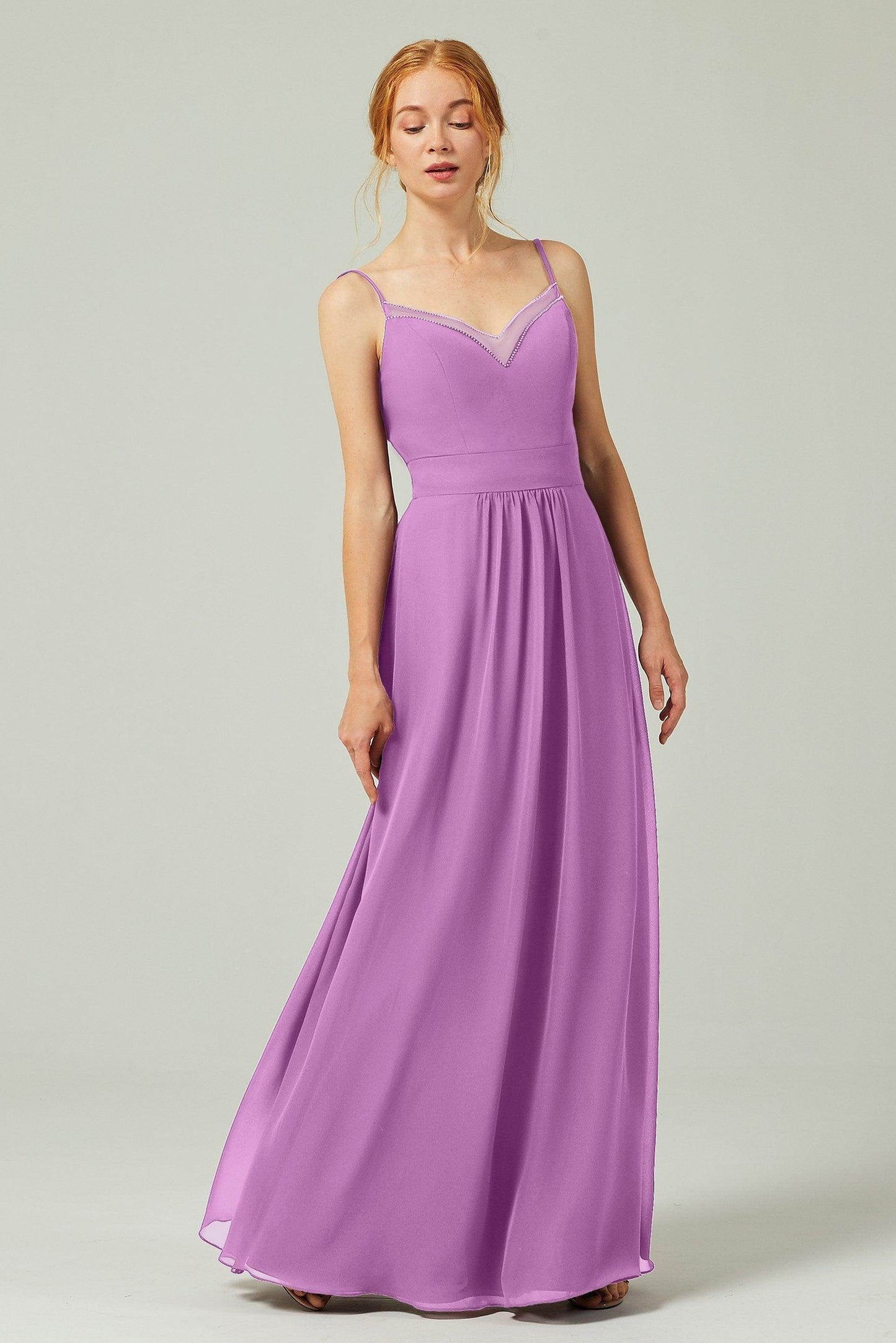 A-Line Floor Length Chiffon Bridesmaid Dress CB0293 - COCOMELODY