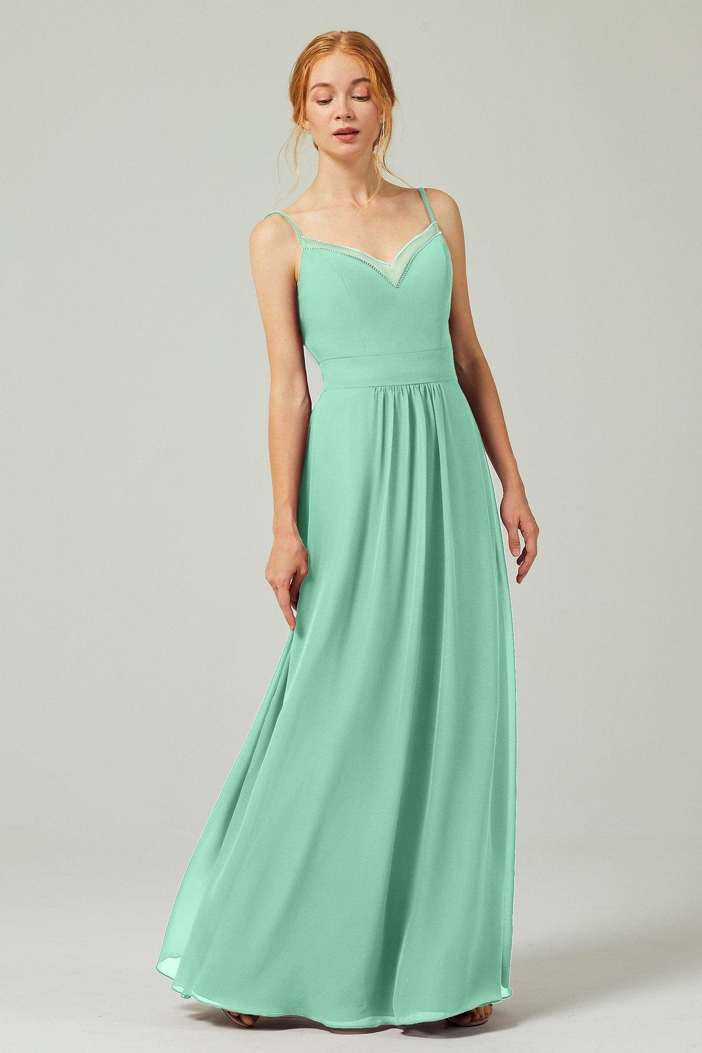 A-Line Floor Length Chiffon Bridesmaid Dress CB0293 - COCOMELODY