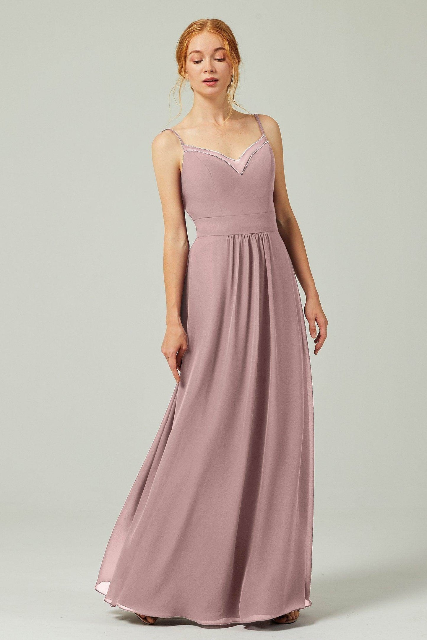 A-Line Floor Length Chiffon Bridesmaid Dress CB0293 - COCOMELODY