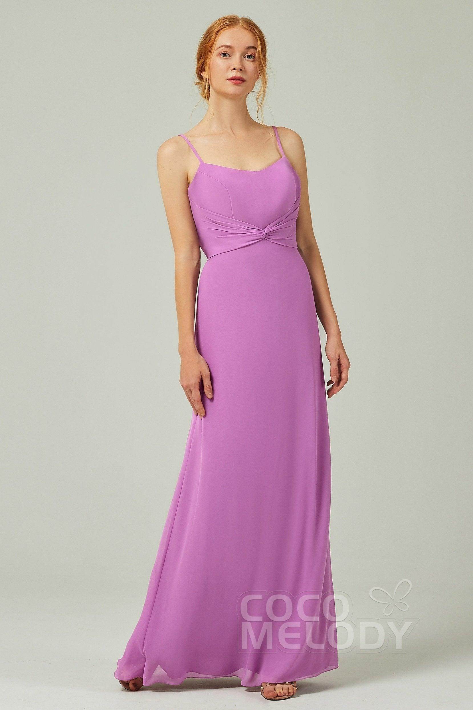 Sheath-Column Floor Length Chiffon Bridesmaid Dress CB0294 - COCOMELODY