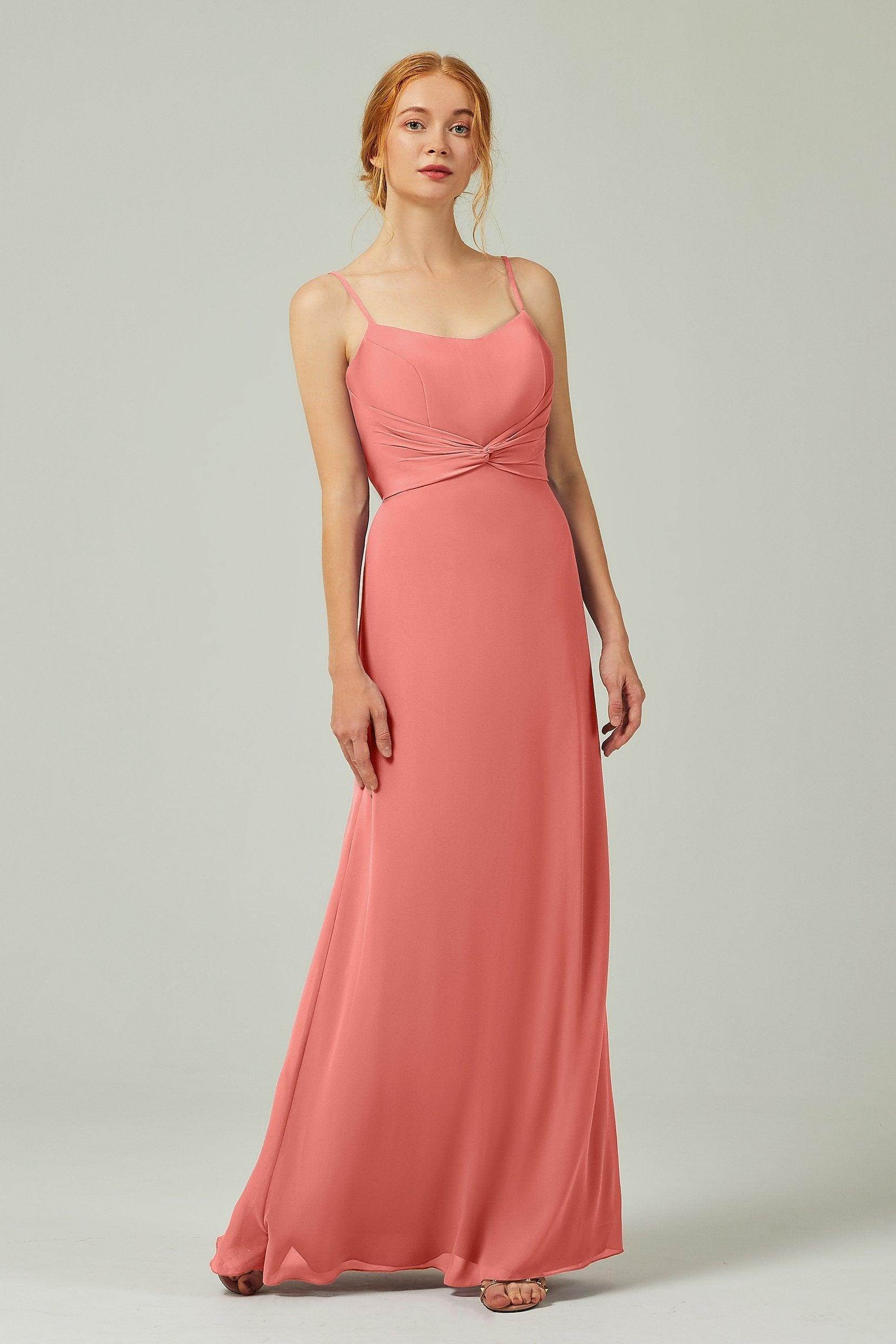 Sheath-Column Floor Length Chiffon Bridesmaid Dress CB0294 - COCOMELODY