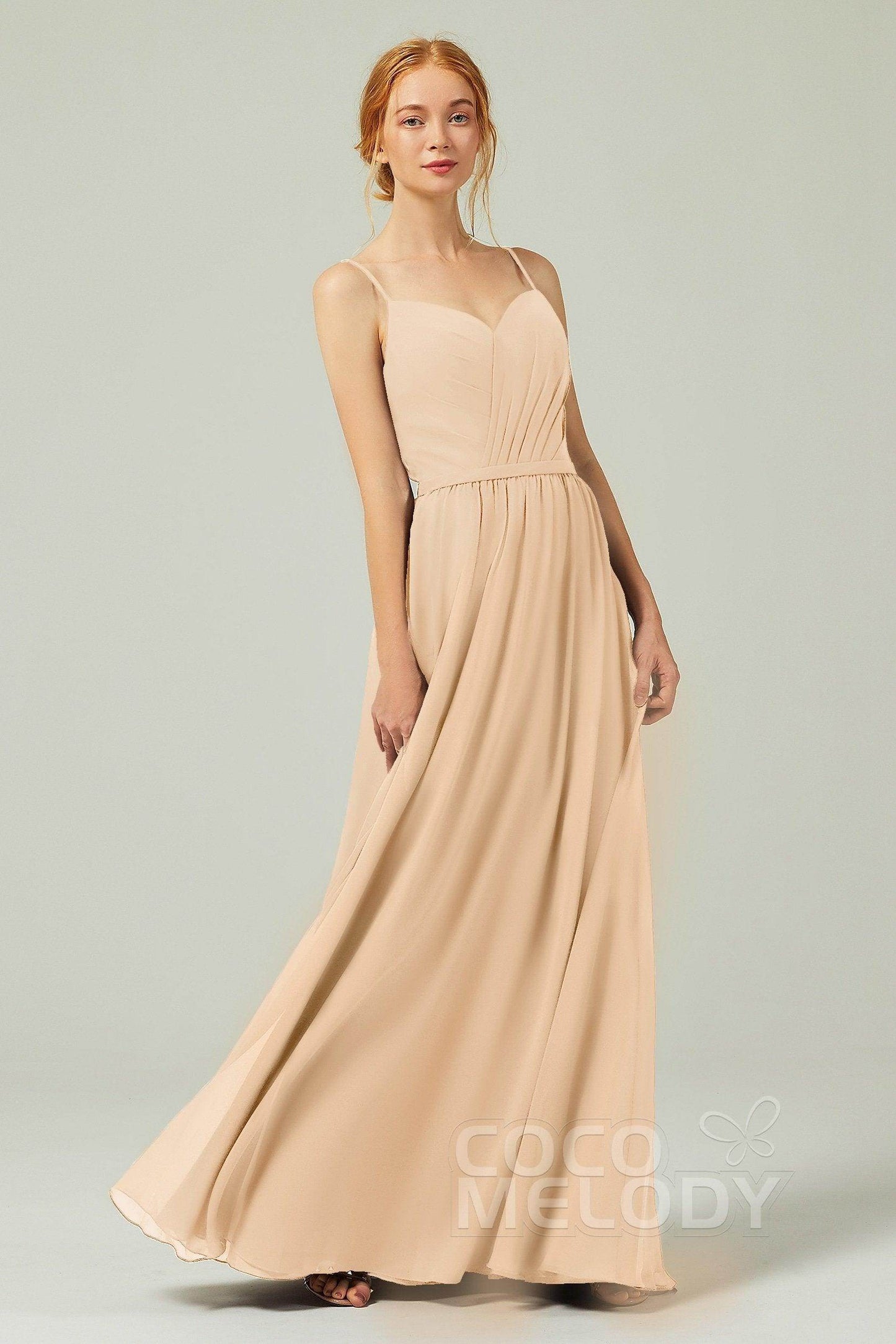 A-Line Floor Length Chiffon Bridesmaid Dress CB0296 - COCOMELODY