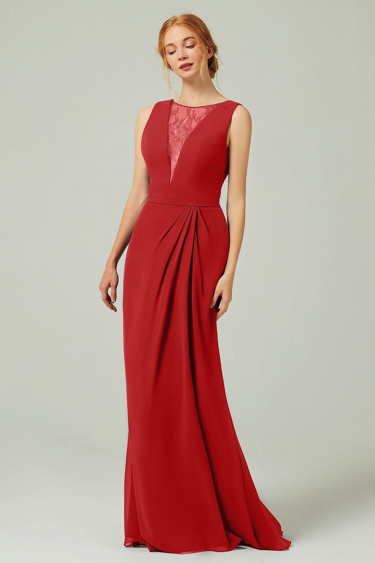 Sheath-Column Floor Length Chiffon Bridesmaid Dress Formal Dresses CB0297 - COCOMELODY