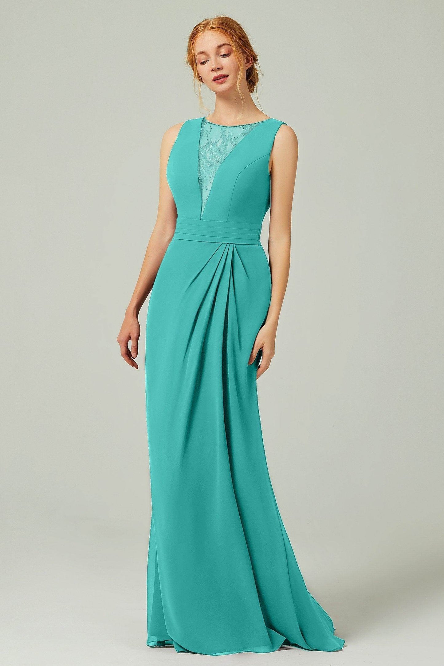 Sheath-Column Floor Length Chiffon Bridesmaid Dress Formal Dresses CB0297 - COCOMELODY